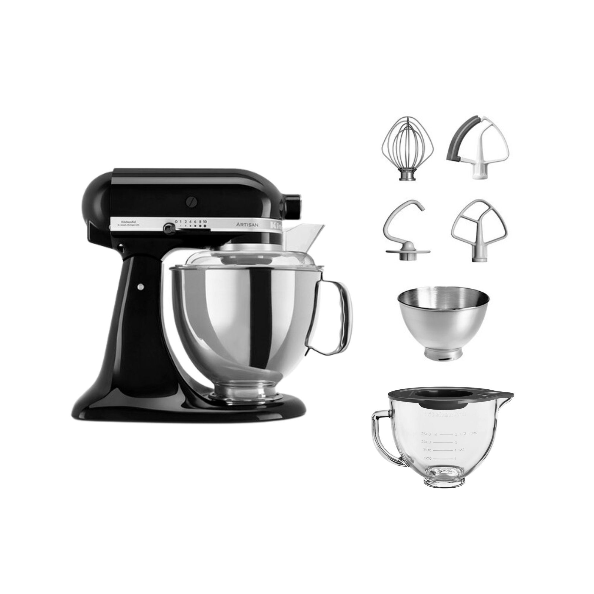 KitchenAid Küchenmaschine KitchenAid 4,8 L 5KSM175 Artisan Glasset mit Glasschüssel