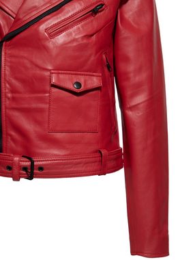 QueenKerosin Lederjacke Marlon mit Leo-Innenfutter