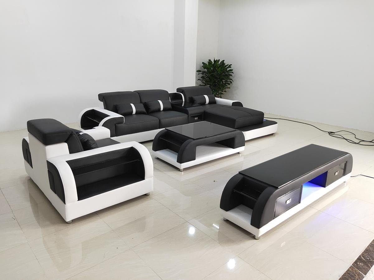JVmoebel Wohnzimmer-Set, Couch Ecksofa Leder Wohnlandschaft Garnitur Design Modern Sof L-Form