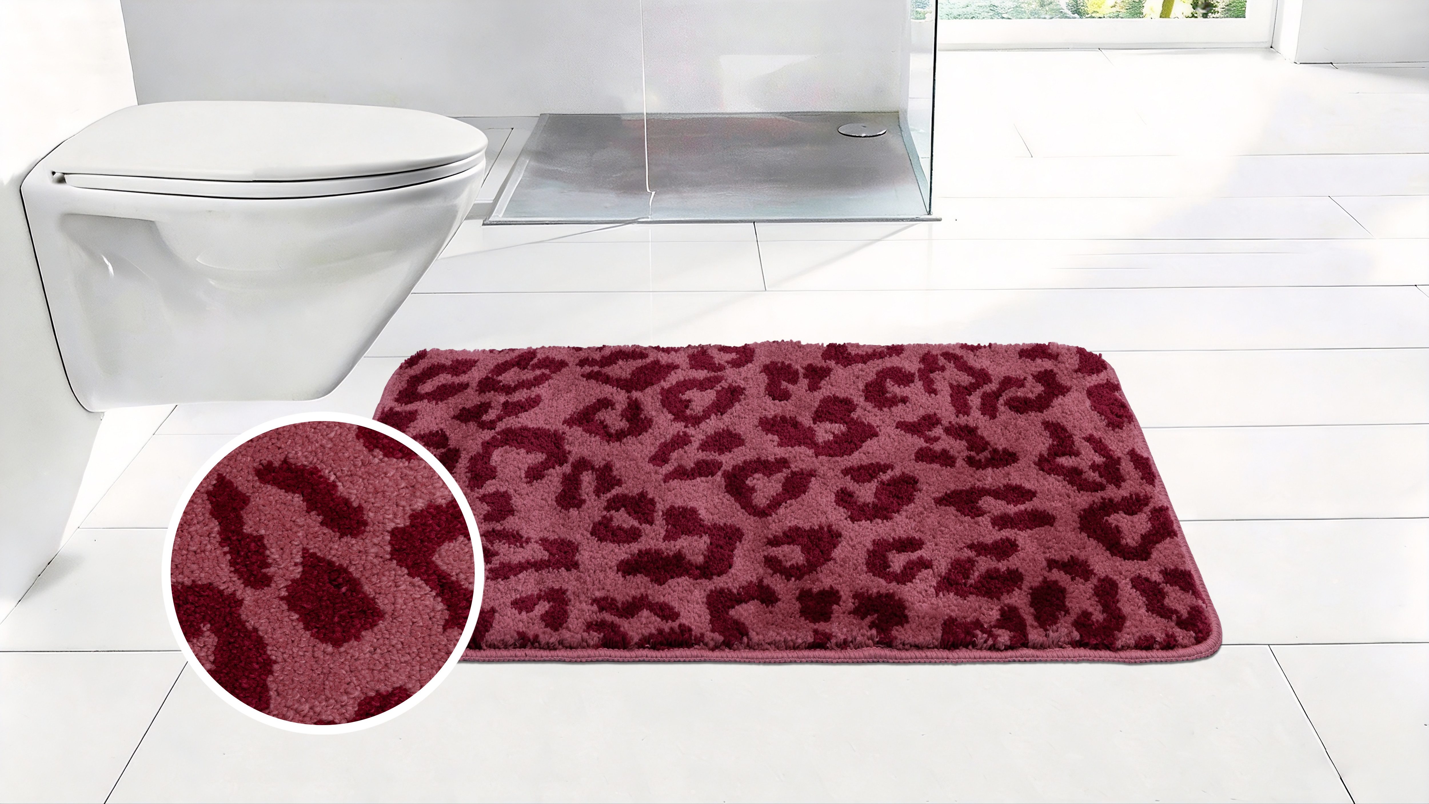 Badematte Anna Leo, Badvorleger, Badezimmer Teppich, Duschvorleger