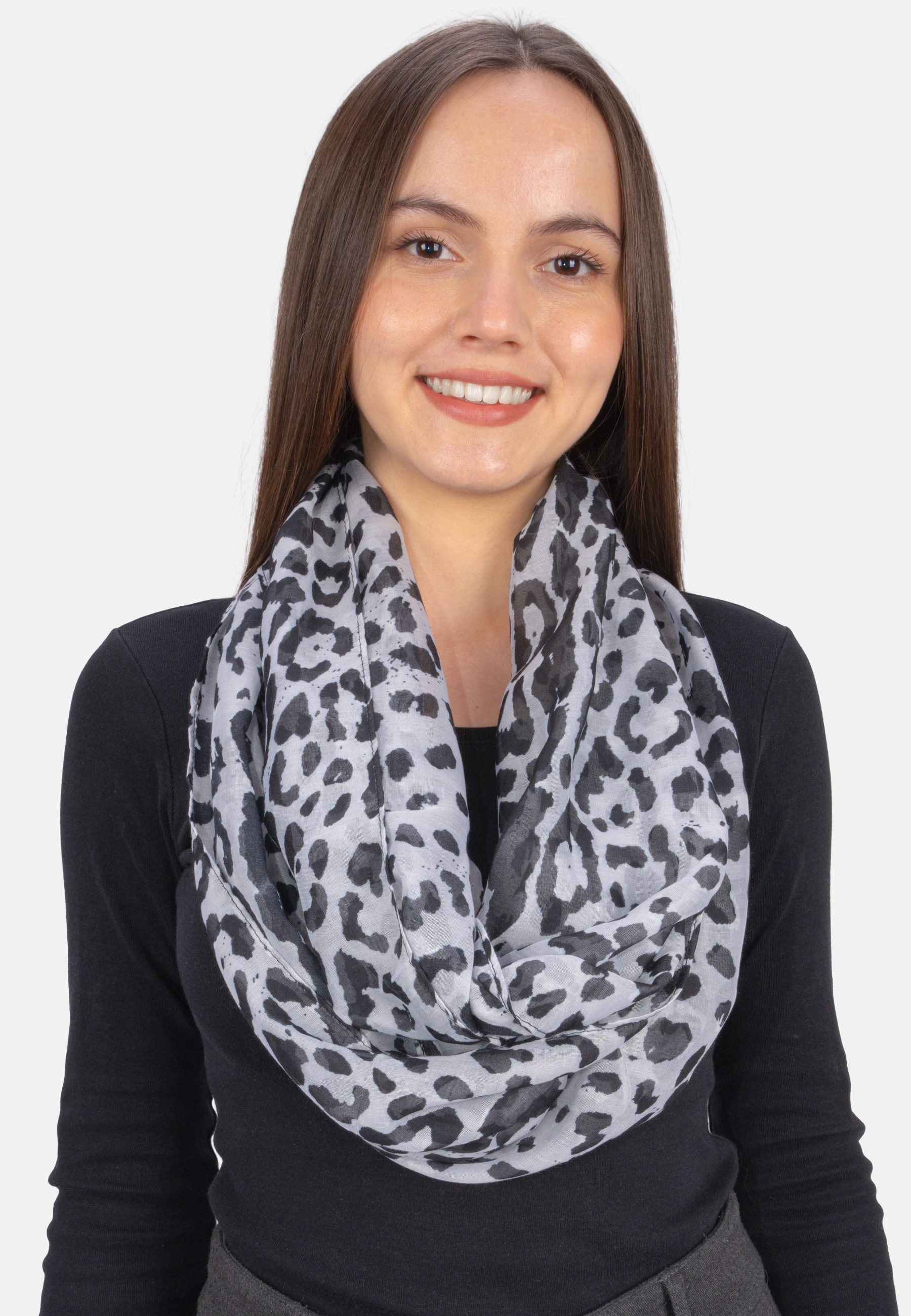 Seasons of April Loop Loop Kiwi, Leichter, dünner & weicher Damen Loop Schal mit modern. Animal Print