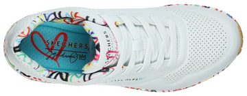 Skechers UNO-LOVING LOVE Wedgesneaker mit coolem Graffiti-Print, Freizeitschuh, Halbschuh, Schnürschuh