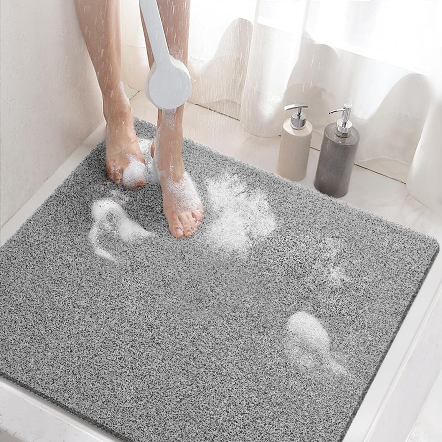 LuxusKollektion Duscheinlage Duschmatte rutschfest 60x60cm PVC-Luffa Badewannenmatte Grau