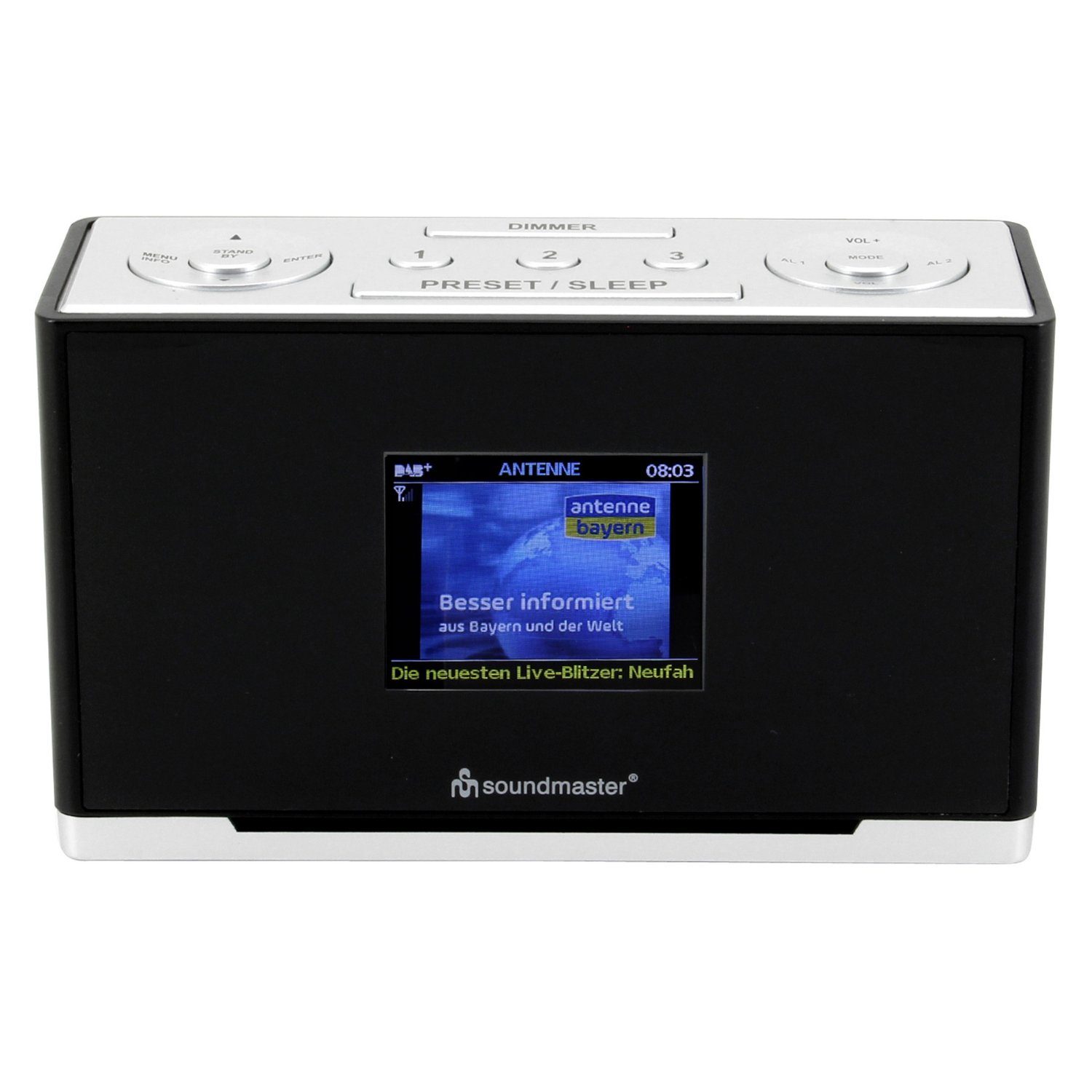 Soundmaster UR240SW Radiowecker Farbdisplay Dualalarm Sleeptimer Digitalradio DAB+ Uhrenradio