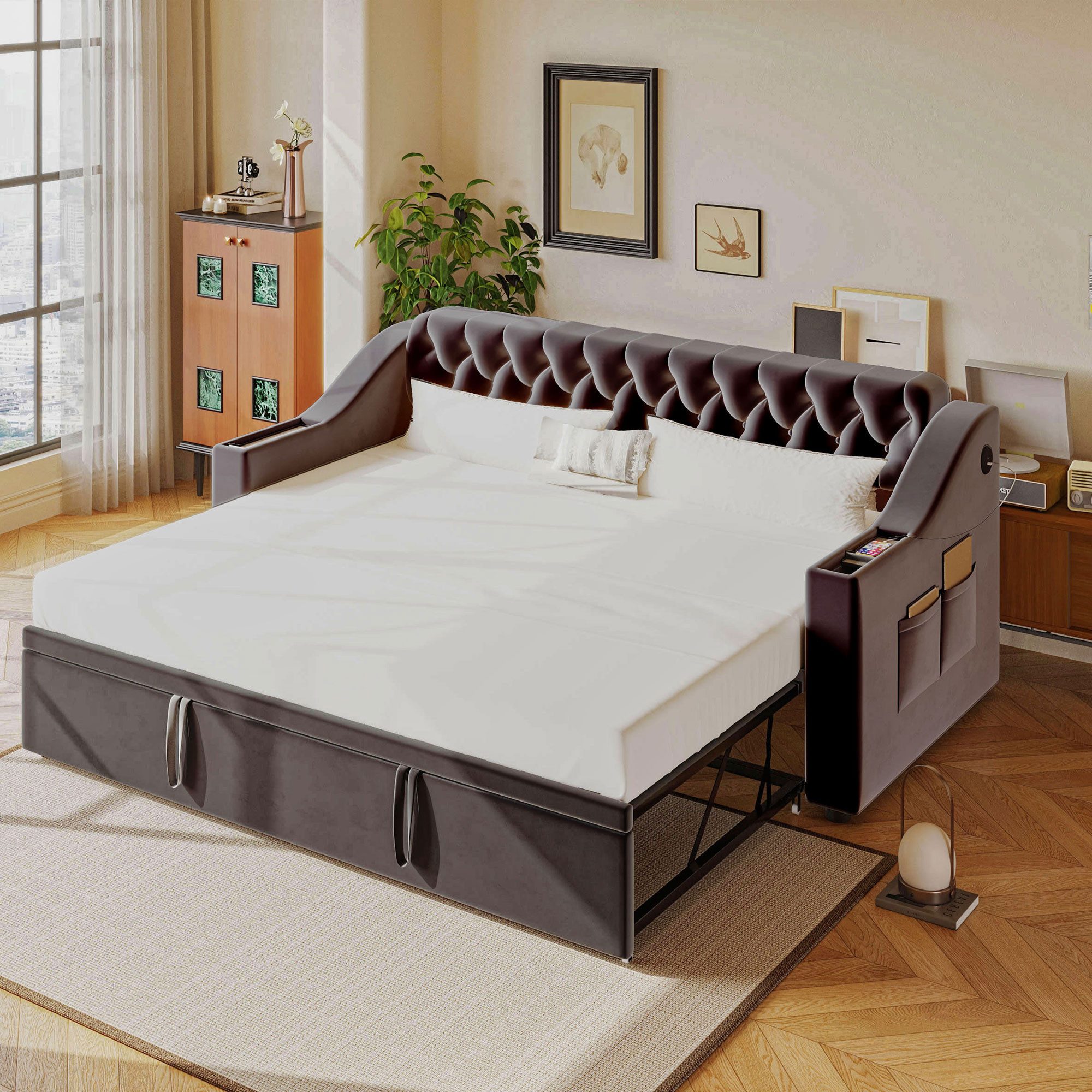 Flieks Polsterbett, Daybett mit Ausziehbett 90/180x190cm günstig online kaufen