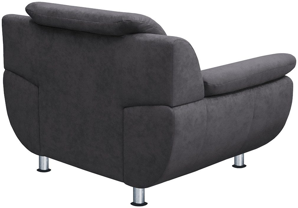 TRENDMANUFAKTUR Sessel Rondo, Breite 121 cm, breite Armlehnen, Füße chromfarben, Big-Sessel wahlweise mit Federkern, bequem