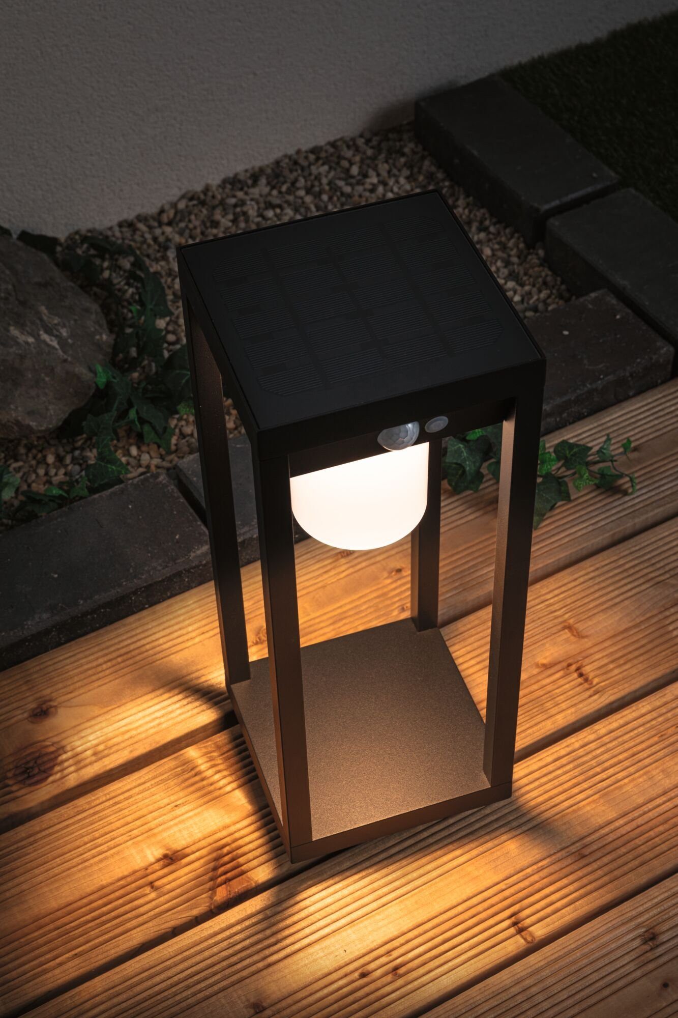Paulmann LED Gartenstrahler Solar Lichtobjekt Marisol IP44 3000K 350lm Schwarz, LED fest integriert, Warmweiß, Bewegungsmelder