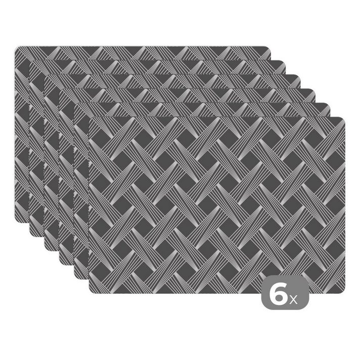 Platzset Muster - Grau - Geometrisch MuchoWow (6-St) Platzset Platzdecken Platzmatte Tischmatten Schmutzabweisend