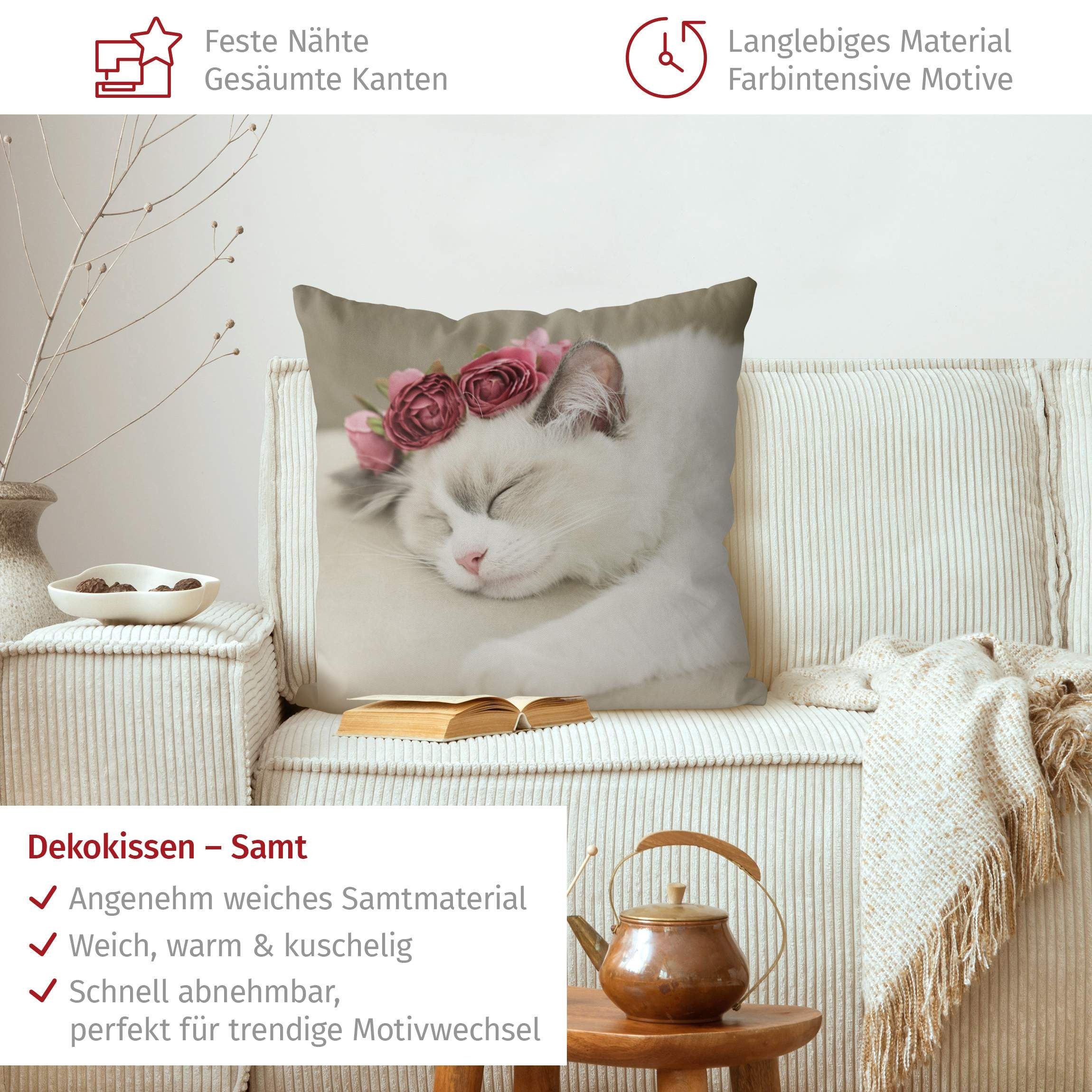 Bilderdepot24 Dekokissen drinnen Kissenhülle/ Sofakissen/ Zierkissen Kissenhülle weiss Blumen M, Bezug mit / ohne Füllung Zierkissen Outdoor Sofa Bett