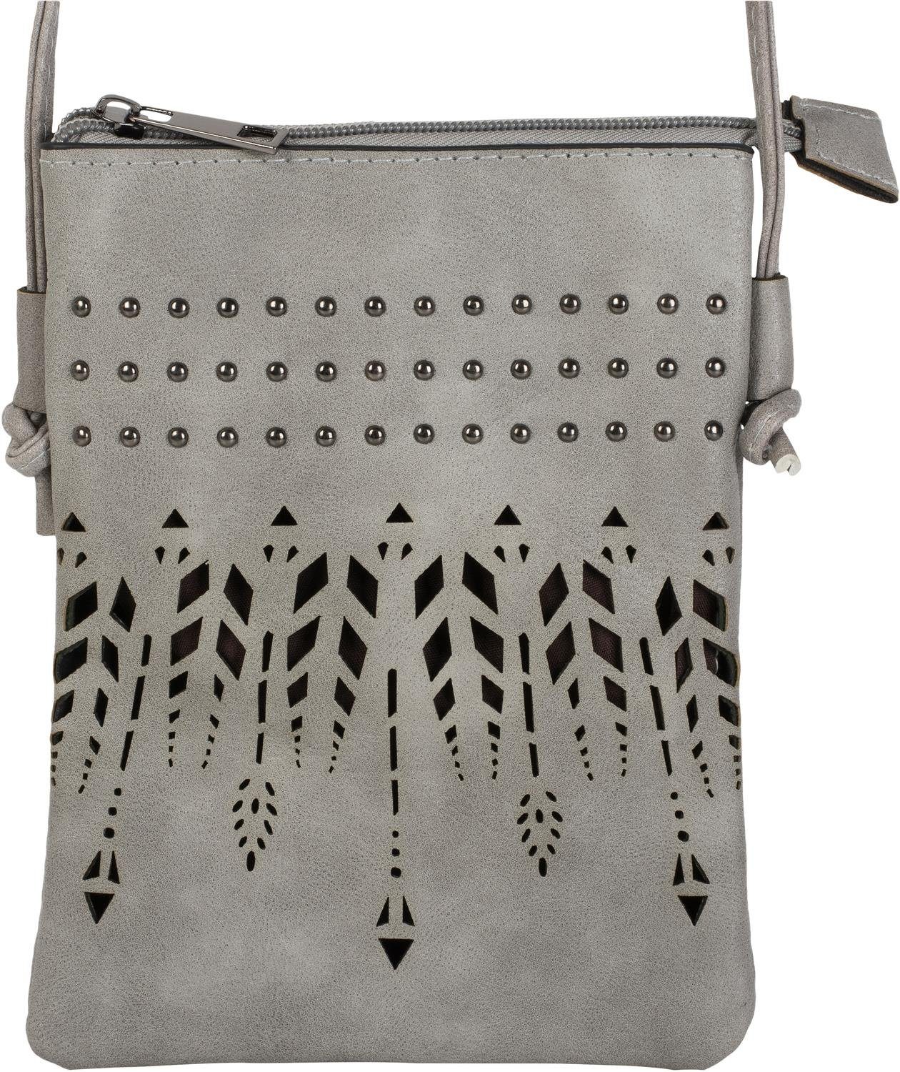 Mini Bag (1-tlg), Ethno Nieten Mini styleBREAKER Grau Umhängetasche Cutout und