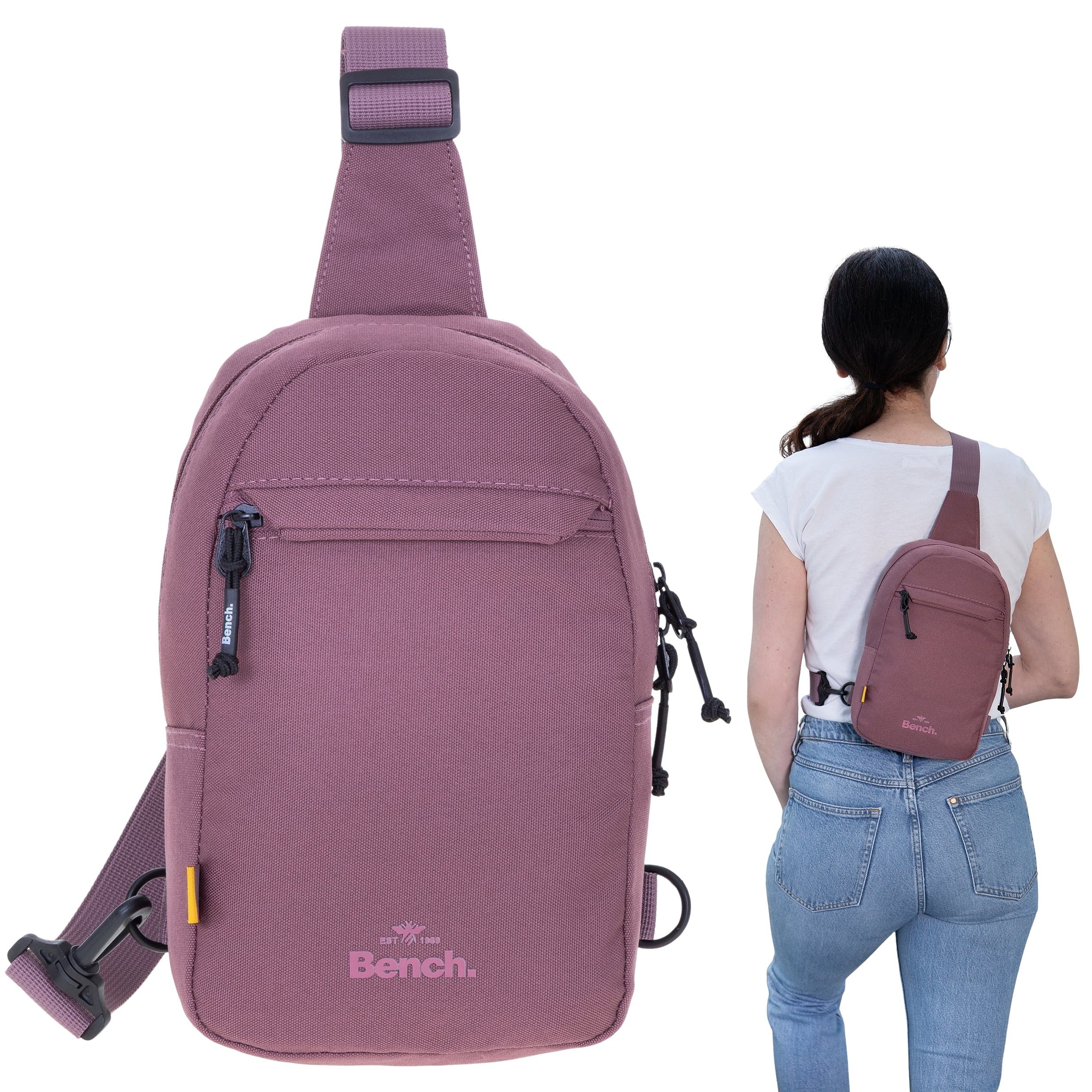 Bench. Umhängetasche Rucksack Crossbody Sling Bag Damen Herren klein, Fahrrad Tasche Konzert Festival Bag Umhängetasche + Etui