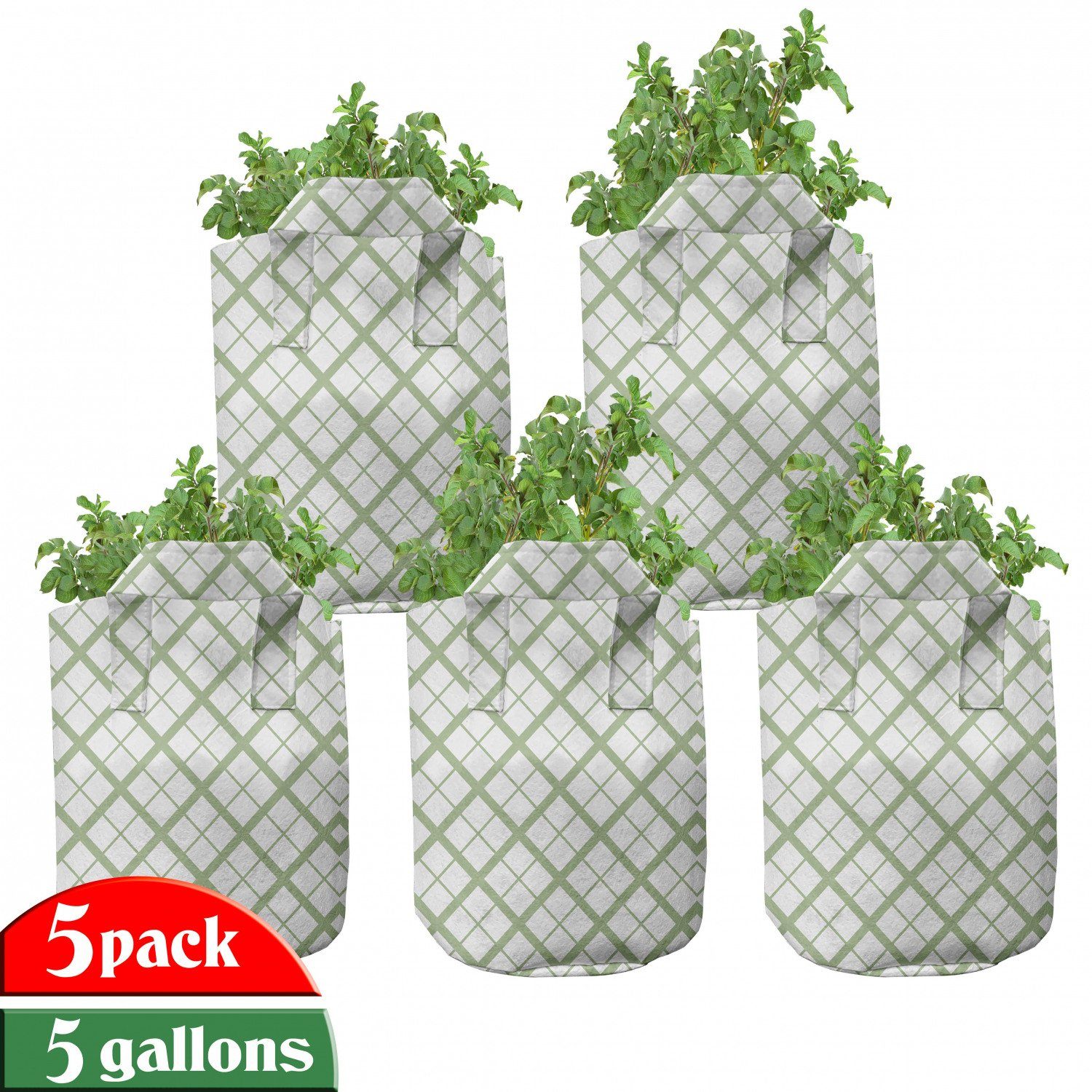 Abakuhaus Pflanzkübel hochleistungsfähig Stofftöpfe mit Tile für Formen Grün Griffen Pflanzen, quadratische Retro
