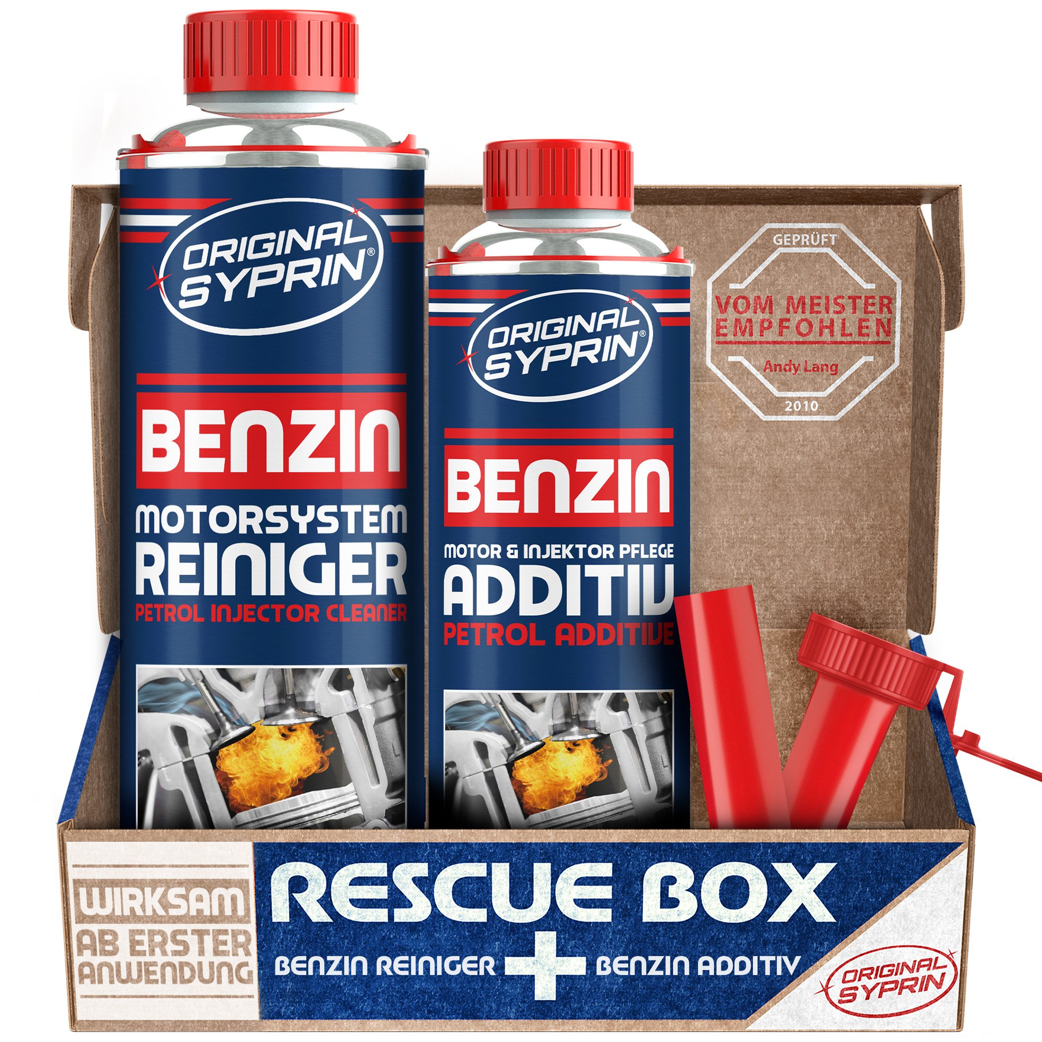 Original Syprin Benzin-Stabilisator Benzin Additiv und Benzin Systemreiniger Benzin Rescue Box, 0.750 l, (Benzin Additiv und Benzin Systemreiniger, 1-St., Benzin Rescue Box)