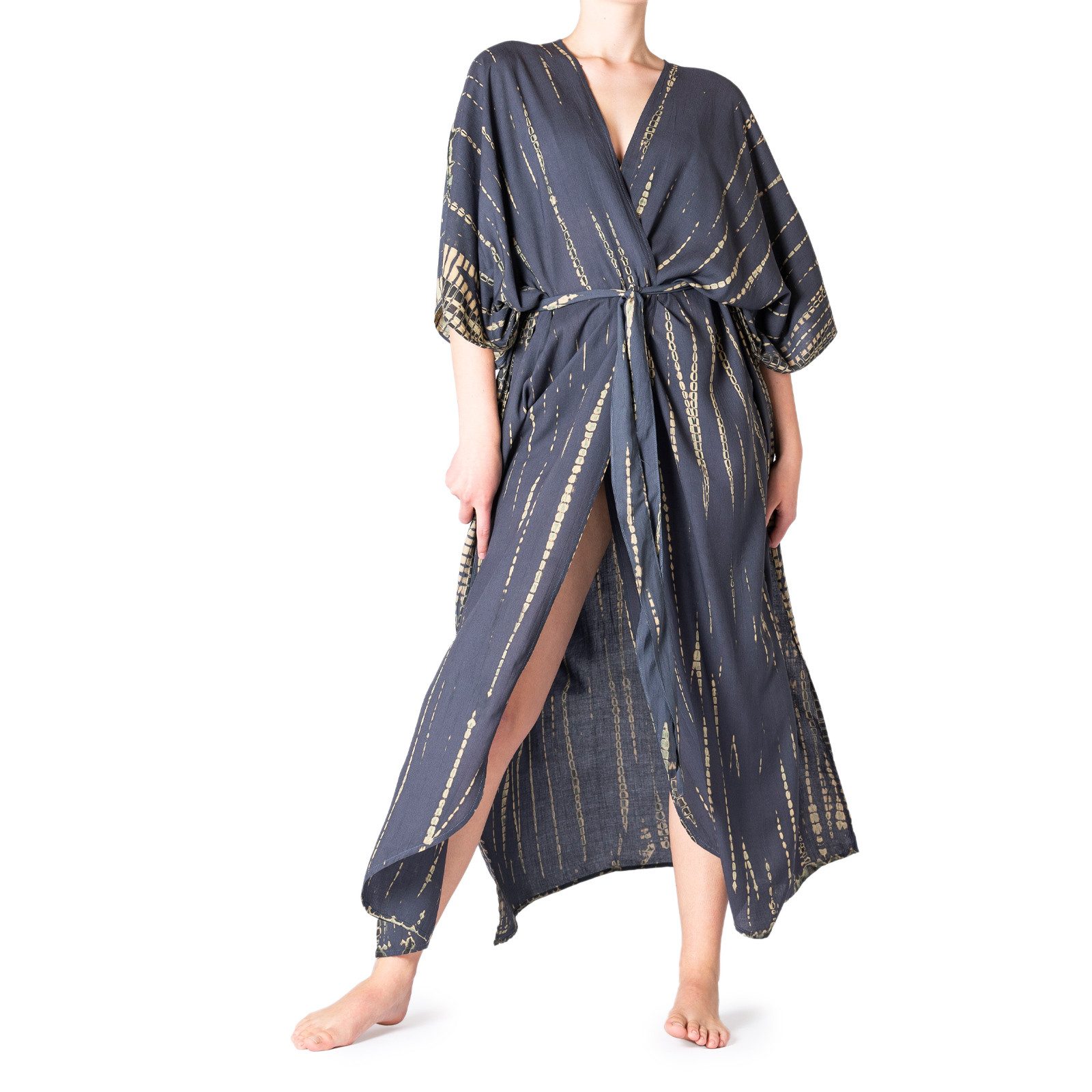PANASIAM Tunikakleid Damen Kimono Maxi Strandkleid aus natürlicher Viskose günstig online kaufen