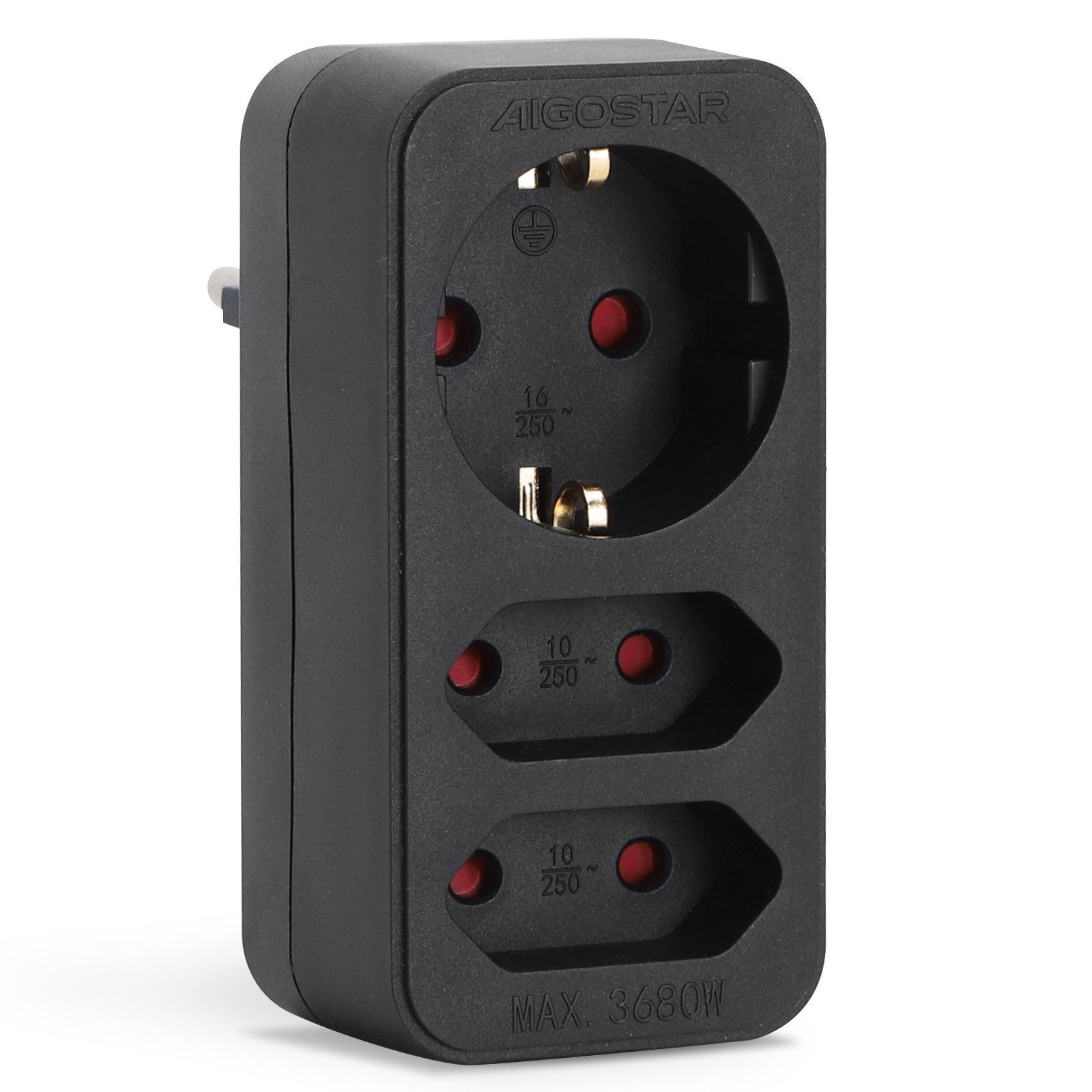 Aigostar Steckdosenadapter 3-fach Mehrfachsteckdose Tragbar für Steckdose Mehrfachsteckdose