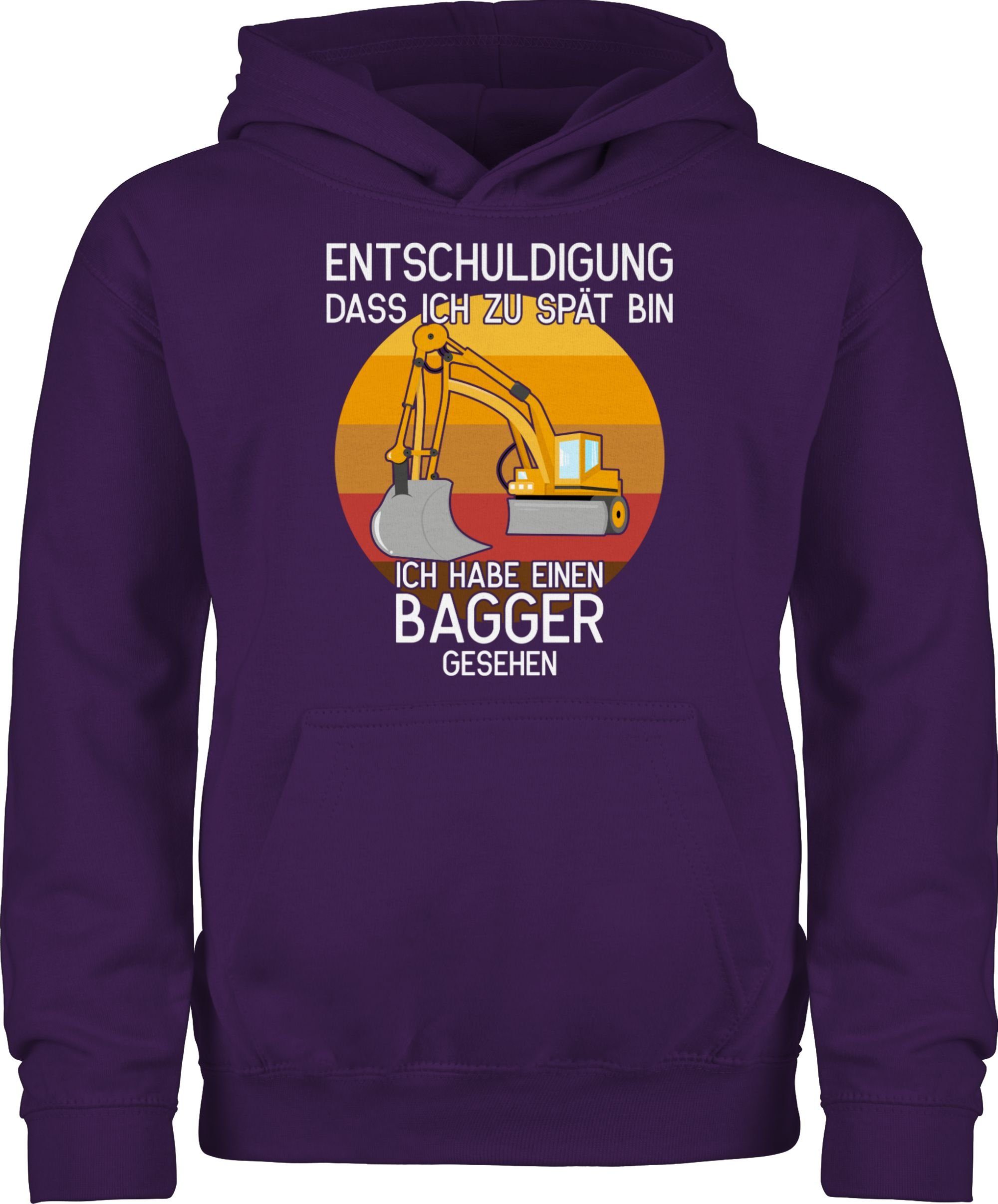 Shirtracer Hoodie Entschuldigung dass ich zu spät bin - Bagger gesehen Kinder Fahrzeuge 3 Lila