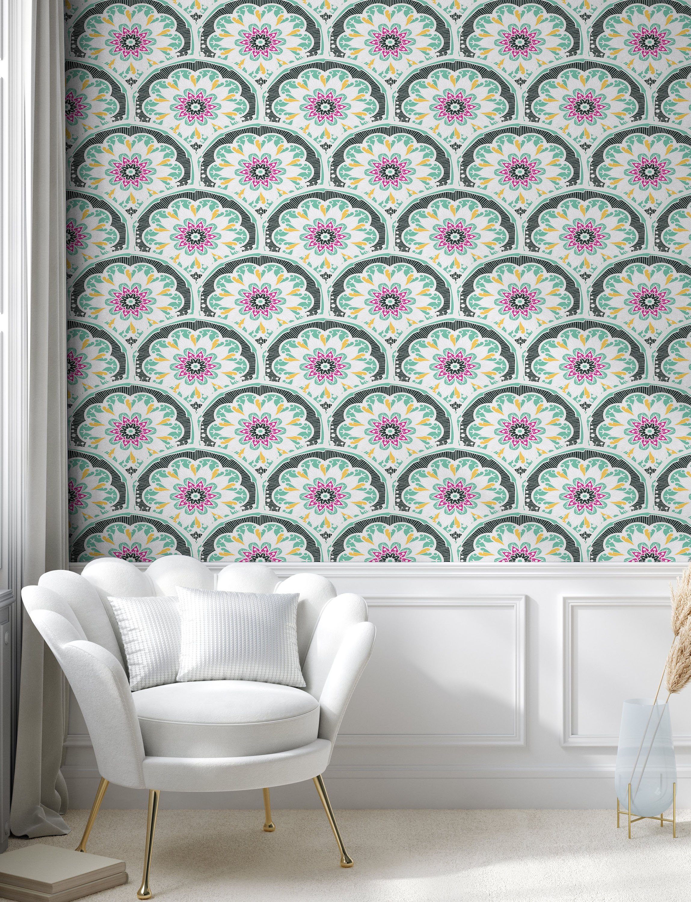 Abakuhaus Vinyltapete selbstklebendes Wohnzimmer man Blumenmuster Küchenakzent, orientalisch