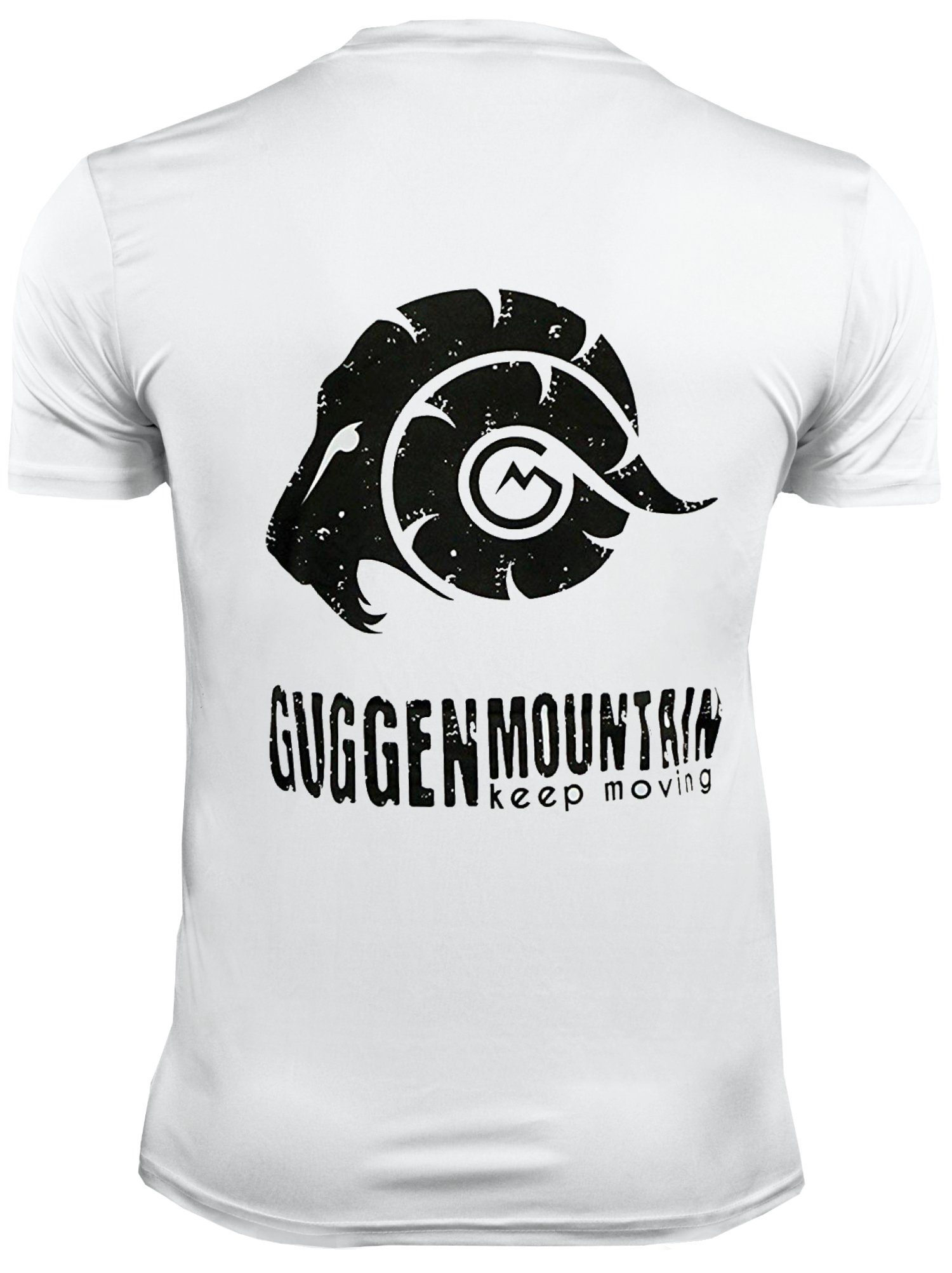 GUGGEN Mountain Funktionsshirt Funktionsshirt T-Shirt Herren Unifarben, Logo Weiss-MIT-Logo Kurzarm in Sportshirt FW04