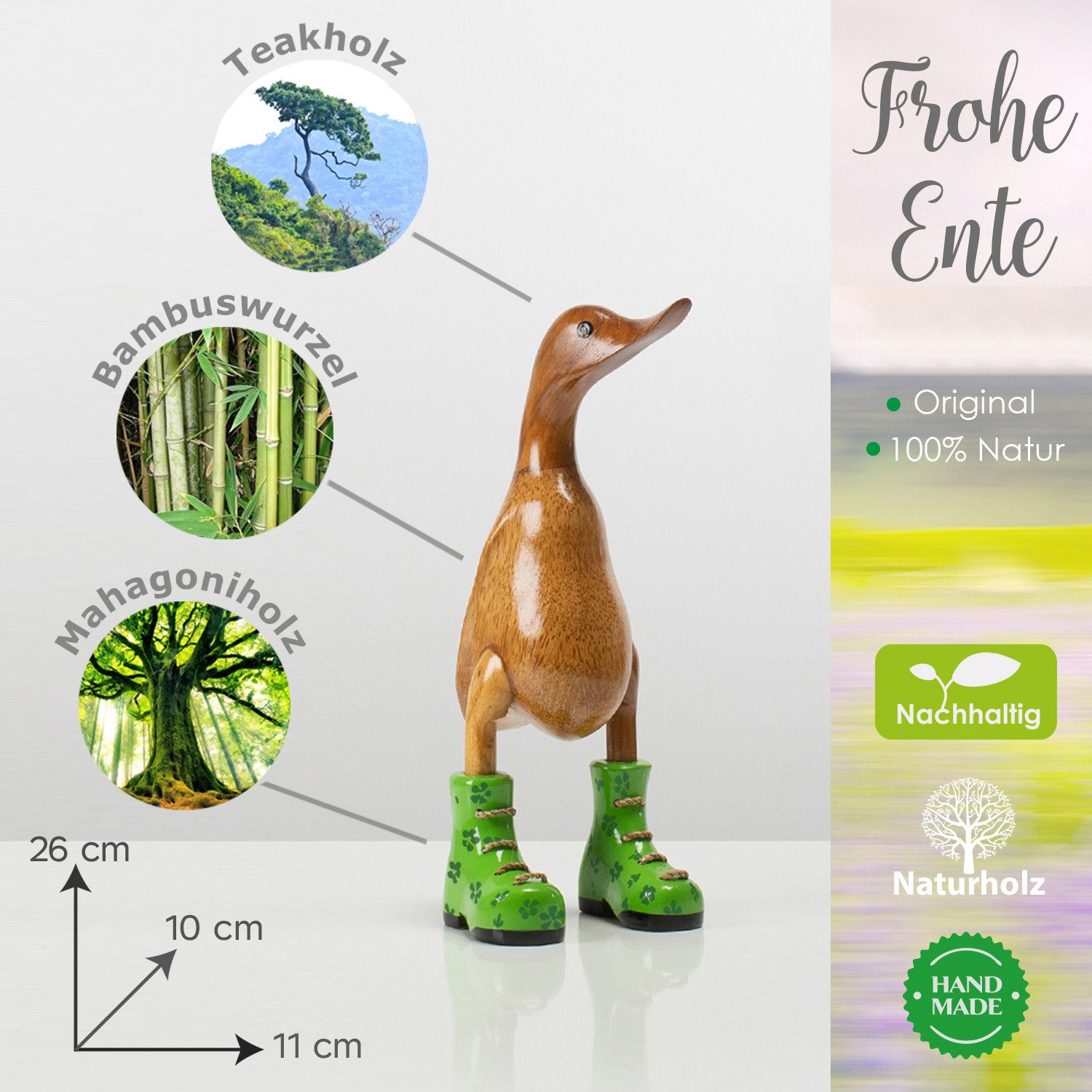 Rikmani Dekofigur Holzfigur Ente Stiefel - günstig online kaufen