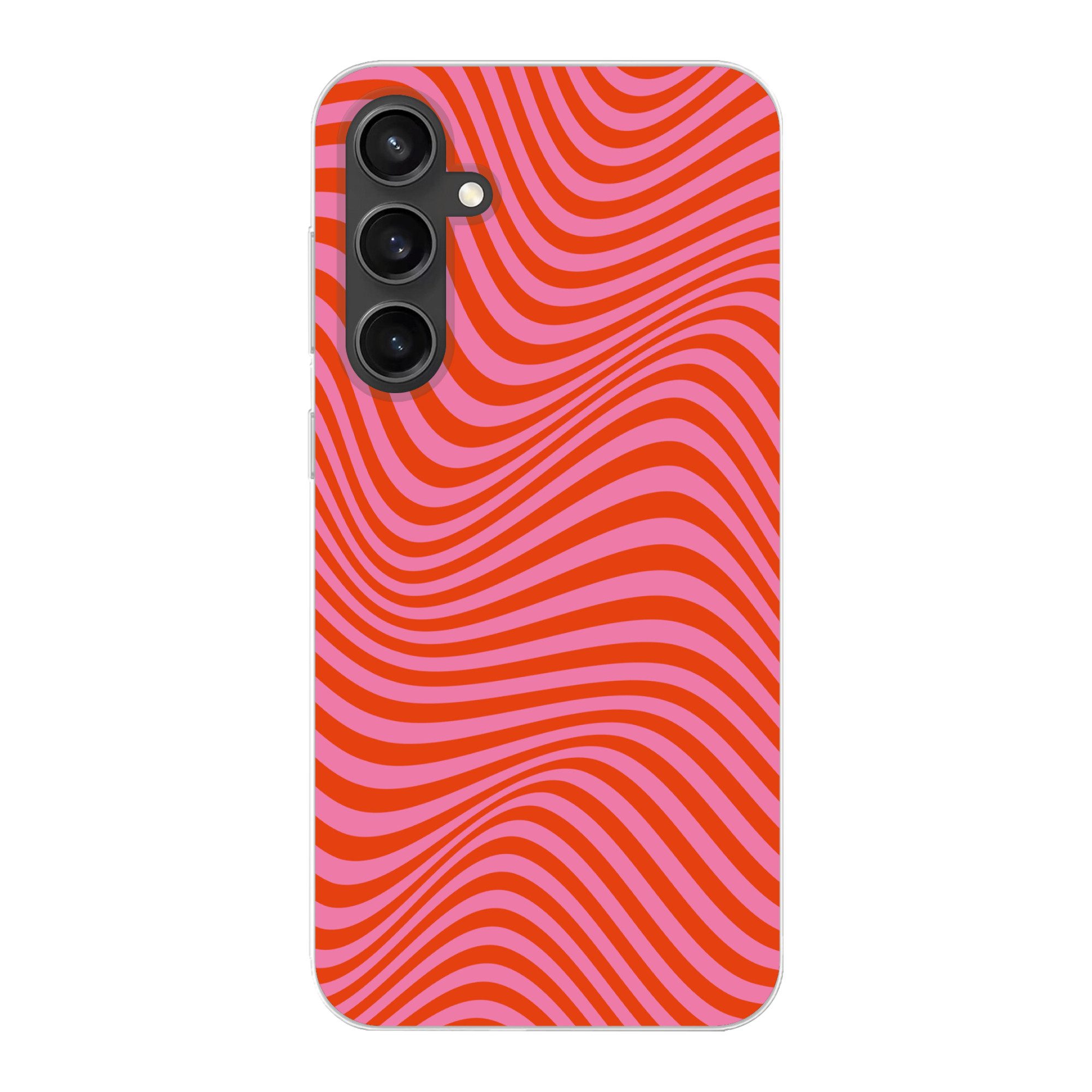 MuchoWow Handyhülle für Samsung Galaxy S23 FE Wellenförmiges Muster - Rot - Rosa - Linien