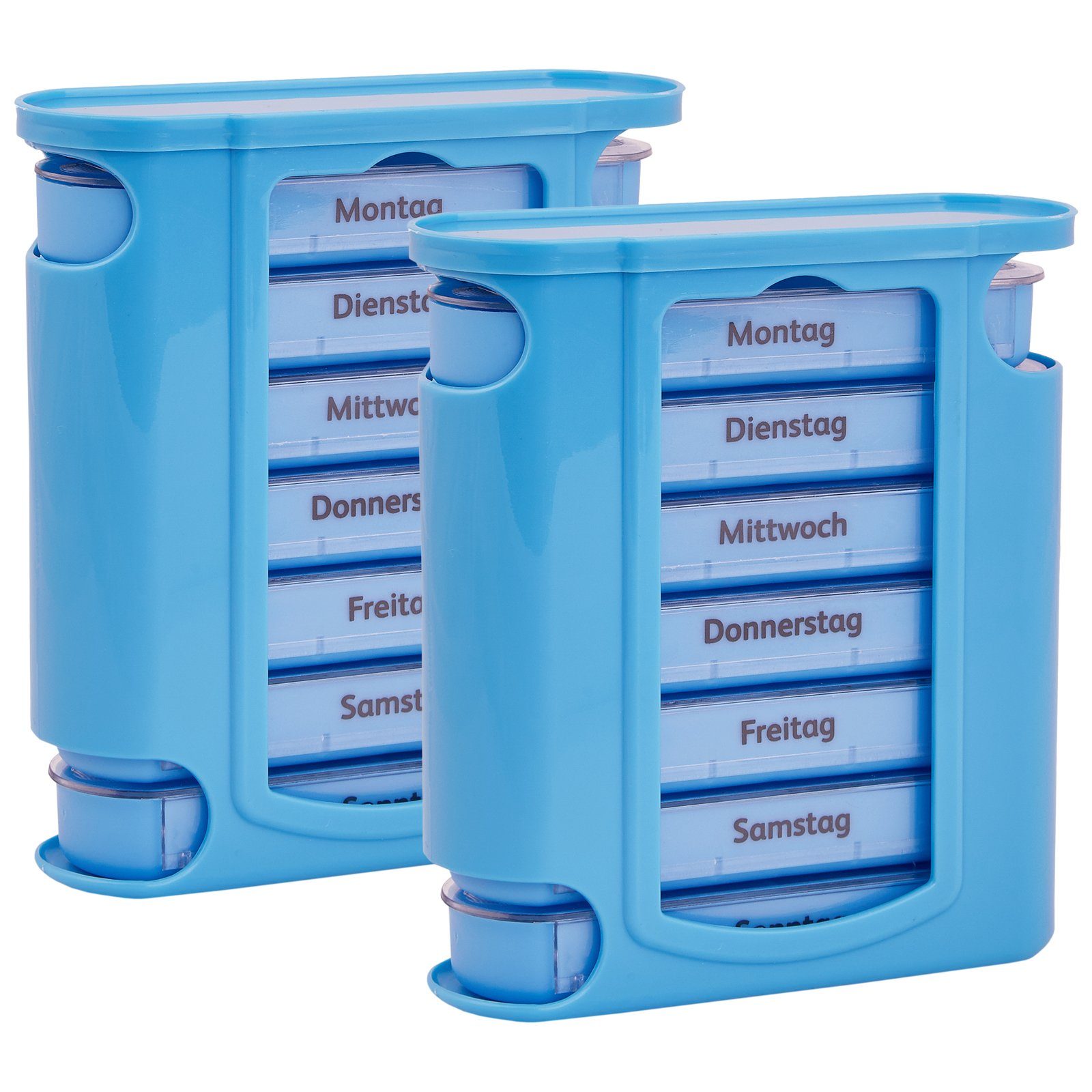 Wellgro Pillendose 2x Tablettenbox für 7 Tage je 4 Fächer pro Tag