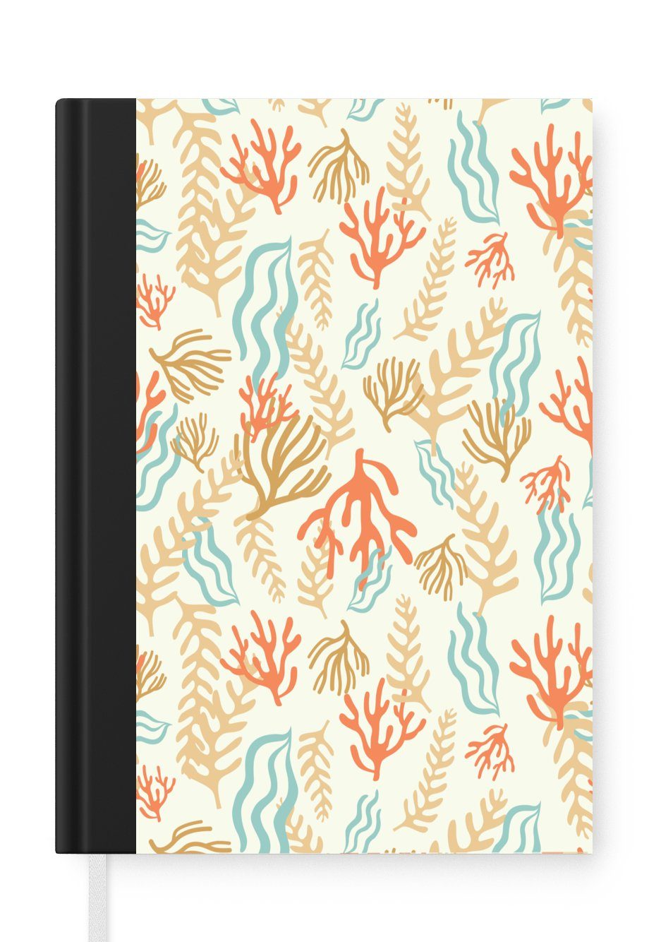 MuchoWow Notizbuch Muster - Strand - Meer - Wasserpflanzen, Journal, Merkzettel, Tagebuch, Notizheft, A5, 98 Seiten, Haushaltsbuch