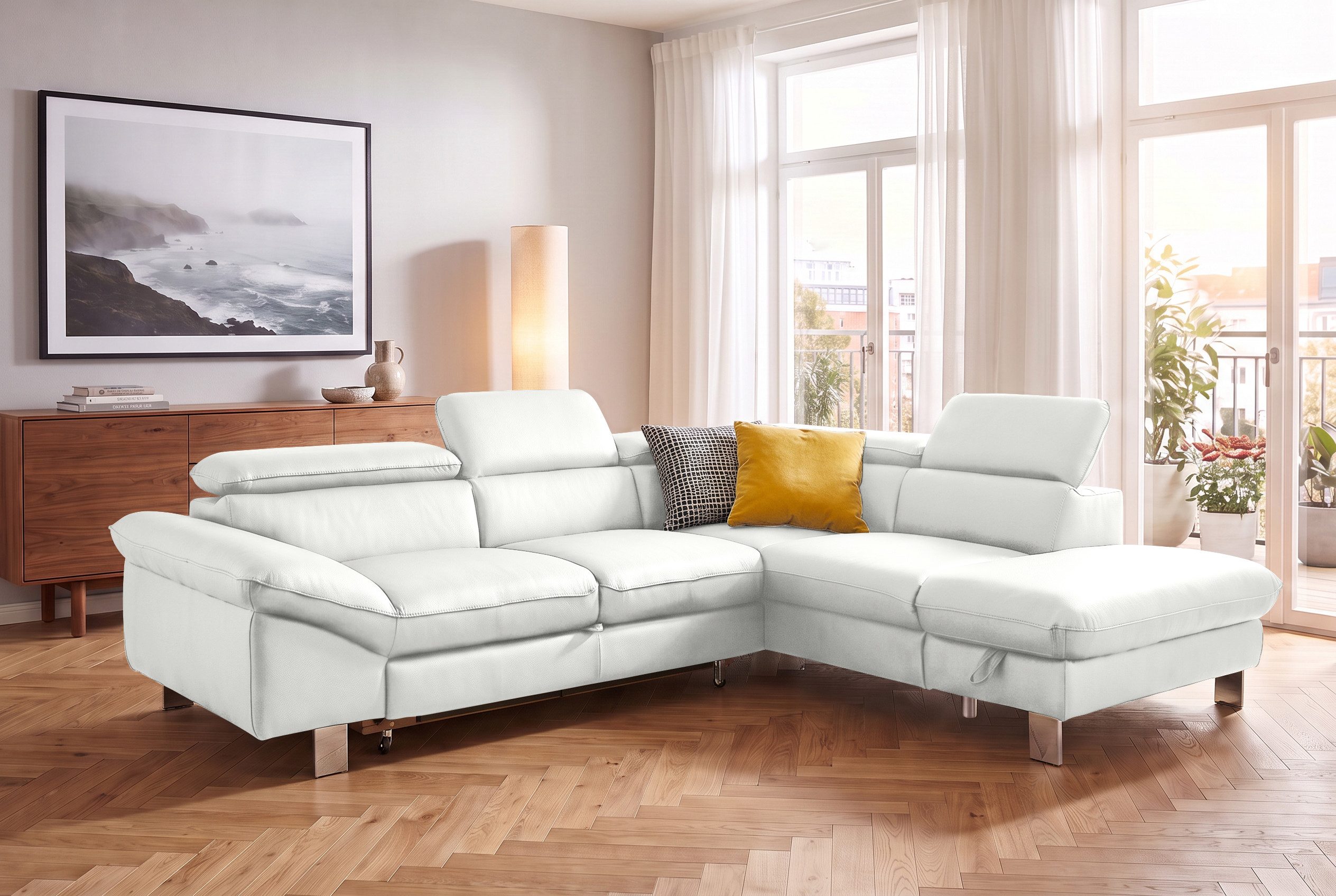 COTTA Ecksofa Driver L-Form, B: 265cm, moderne Couch, Wellenunterfederung, inkl. 3 x, Kopfteilverstellung, optional Schlaffunktion & Bettkasten
