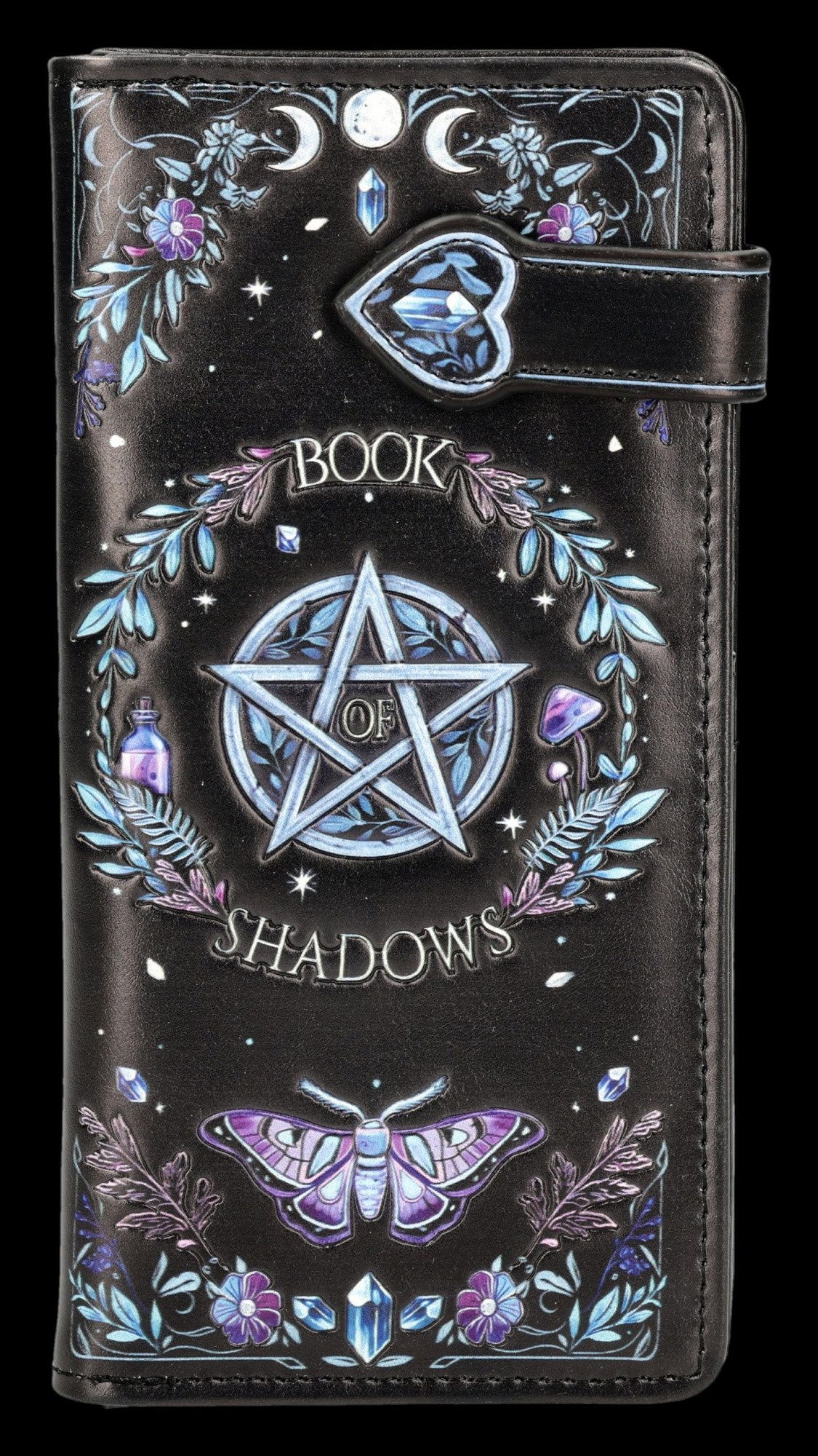 Figuren Shop GmbH Geldbörse Book of Shadows Geldbörse – Gothic Portemonnaie mit Pentagramm 18,5 cm