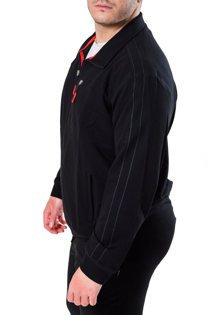 Herren Jerseyjacke schwarz in Baumwollmischgewebe allen Authentic Sweatjacke XL 5 Klein bis Größen