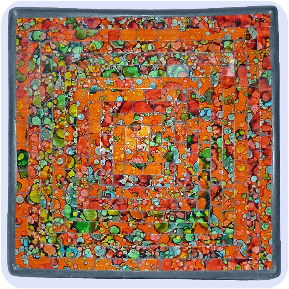 SIMANDRA Dekoschale Mosaik Schale bunt Quadrat B ca. 11 cm (1 Stück) Orange