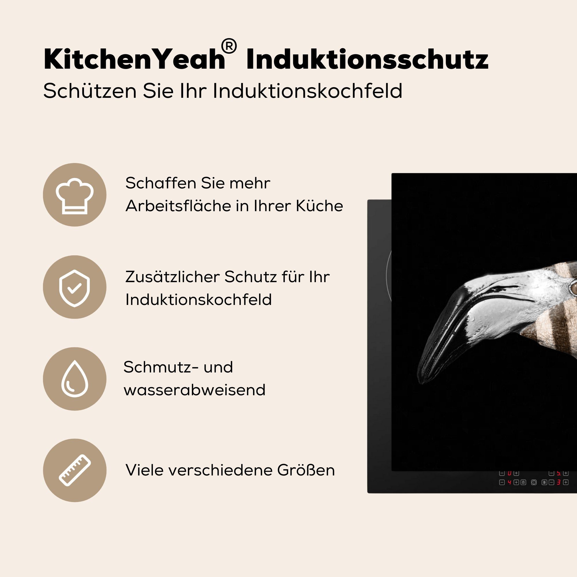 cm, Schnabel Herdblende-/Abdeckplatte - küche MuchoWow Vinyl, Flamingo 78x78 - (1 Linie, für tlg), Ceranfeldabdeckung, Arbeitsplatte