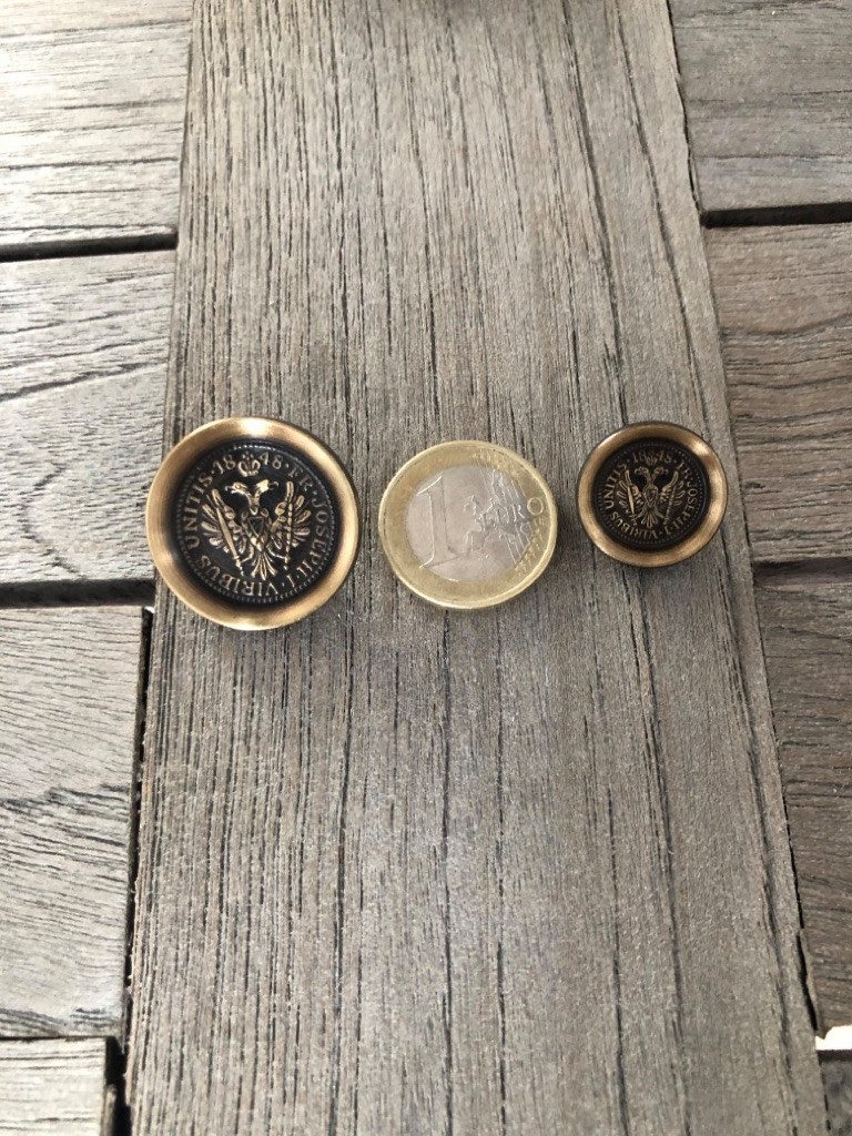 Hartmann-Knöpfe Knopf Altmessing gold braun Metall Ösenknöpfe mit Adler Motiv (10 Stück) – Bild 5 von 5