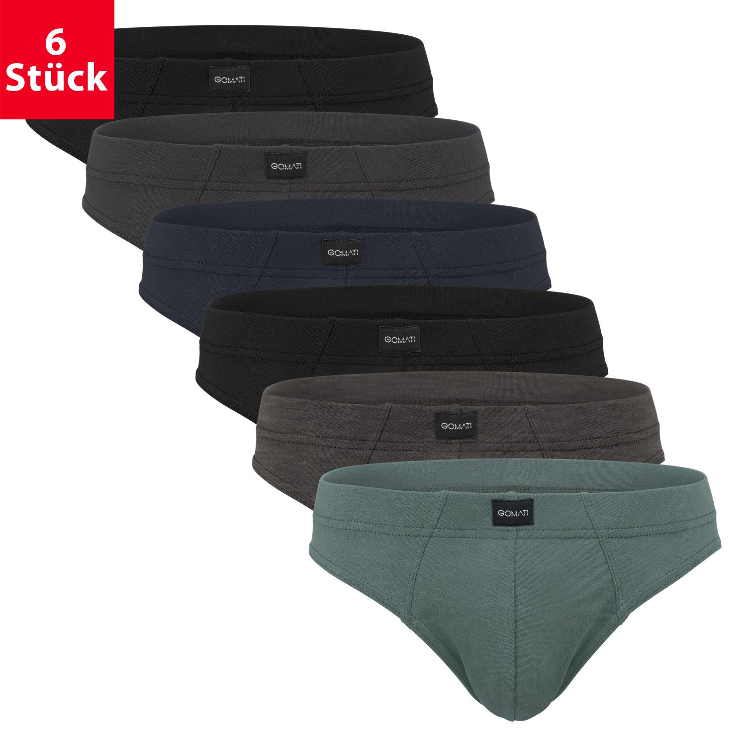 Gomati Slip 6er Pack Herren Jersey Slips Baumwoll Unterhosen günstig online kaufen