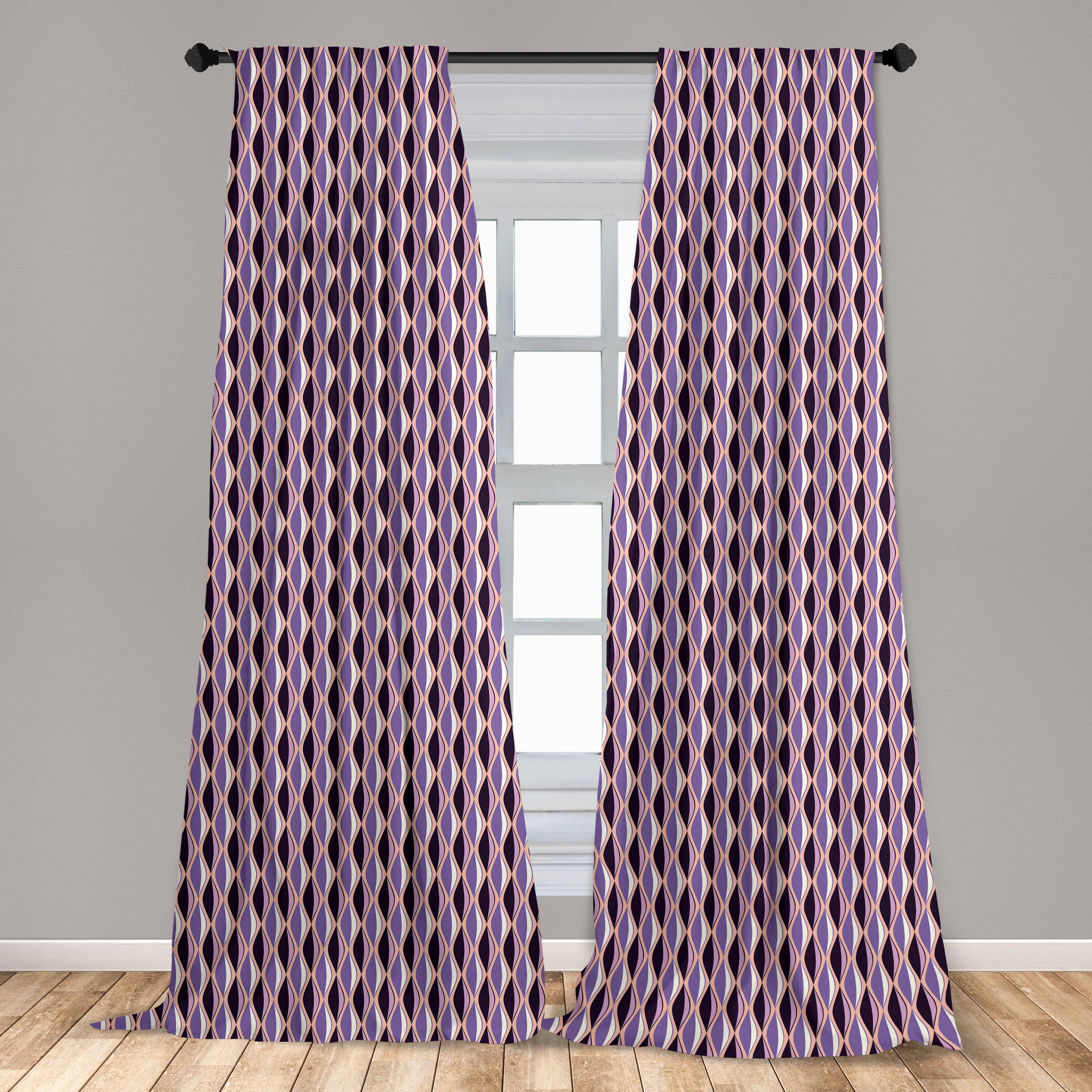 Schlafzimmer Dekor, Vertikale Abstrakt Wellenlinien Vorhang Gardine Abakuhaus, für Wohnzimmer Microfaser,