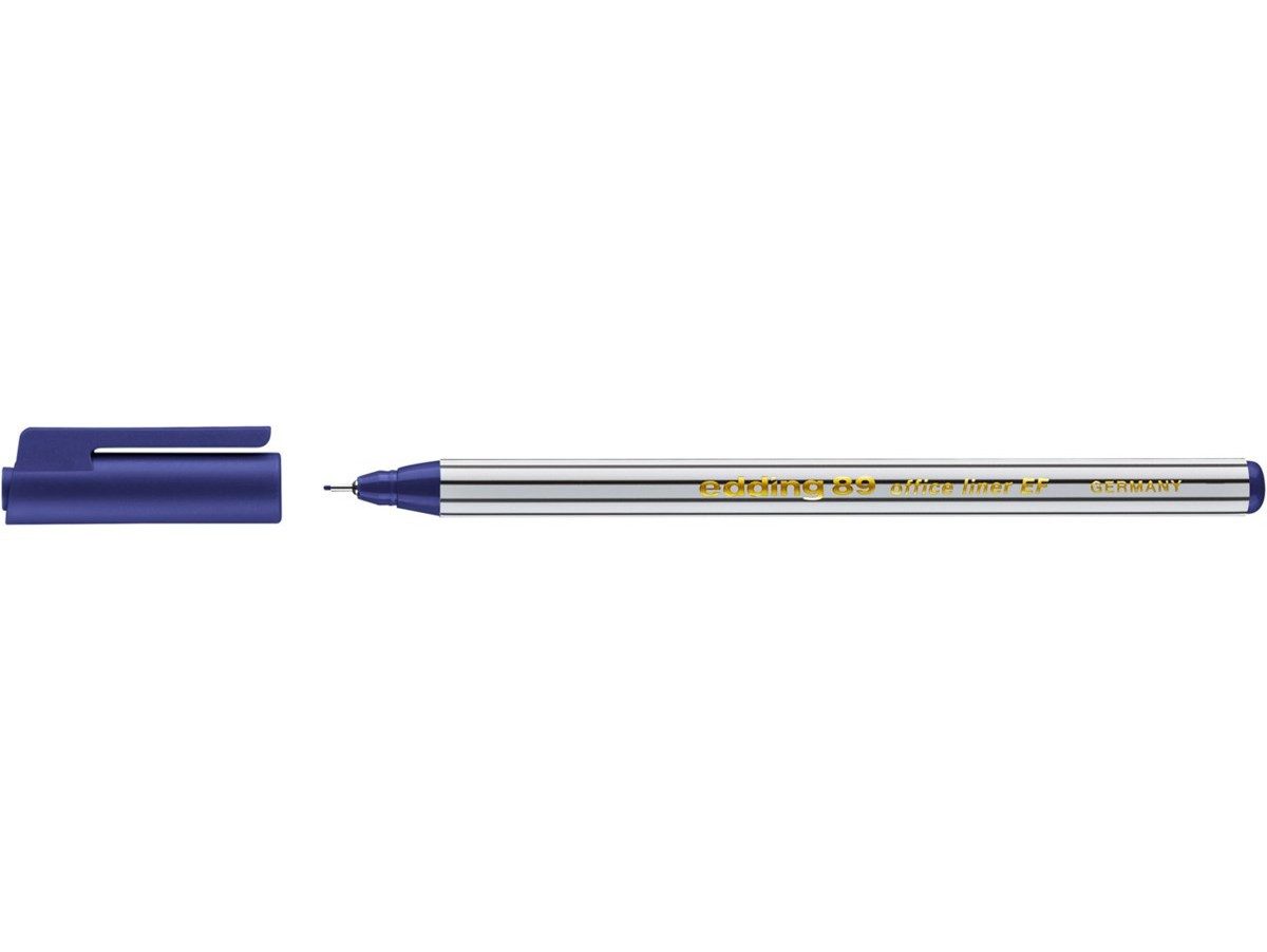 edding Fineliner edding 89 office liner EF Fineliner 10 Stück blau, metallgefasste Kunststoffspitze