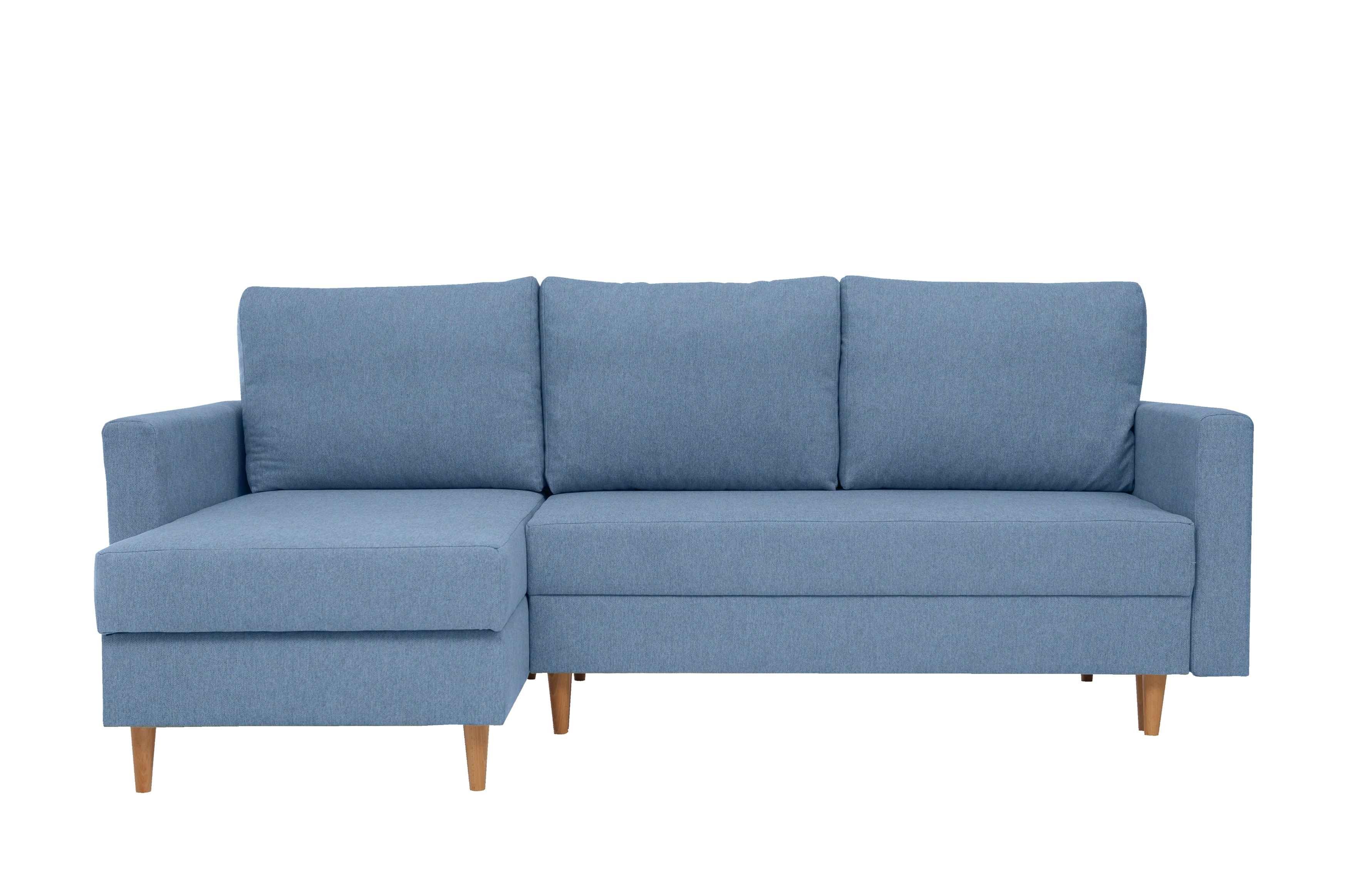 EU in CALISTO L-Form Schlaffunktion, Polstercouch mit mit Blau Bettkästen, Schlafsofa 2 Made Furnix PR73