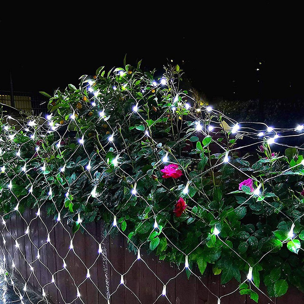 Außen Fensterbeleuchtung, Modi, Anschließbar, Sunicol 8 Wasserdicht LED-Lichternetz Netzlicht, Innen Warmweiß Party Lichtervorhang Weihnachtslichterkette,