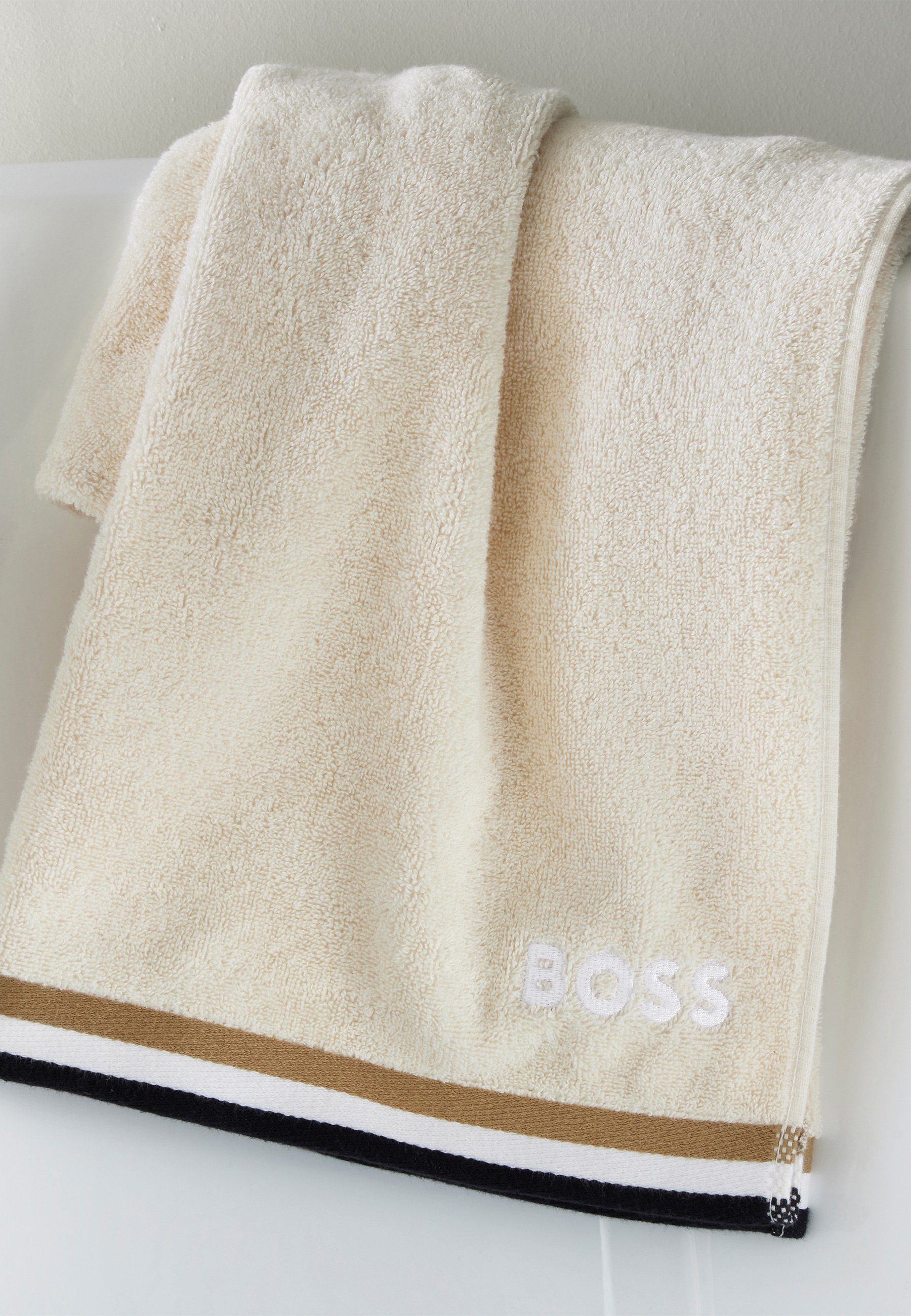 Hugo Boss Home Handtuch Design (2tlg), LIGHT modernem mit ICONIC GOLD STRIPE