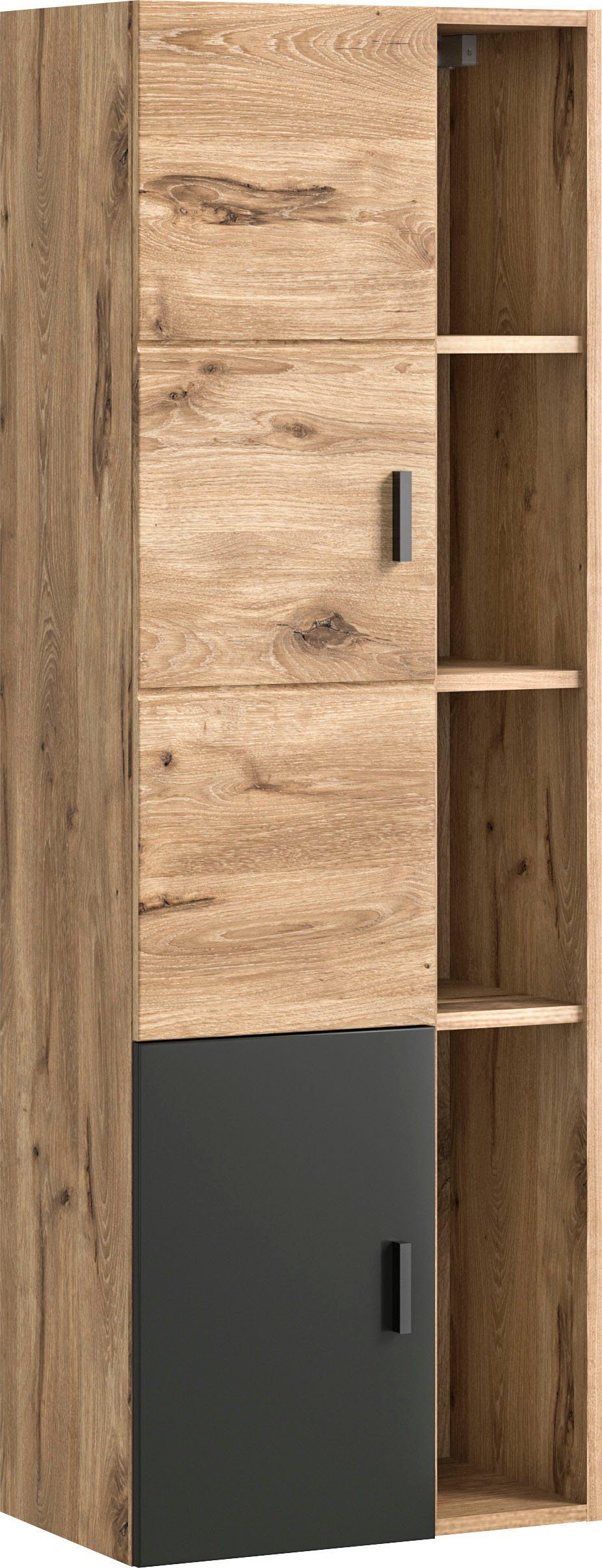 welltime Hochschrank Dolo, Breite 48 cm, 2 Türen, 4 offene Fächer, 5 variable Einlegeböden (1-St) Badmöbel, Hängeschrank, Badschrank, …