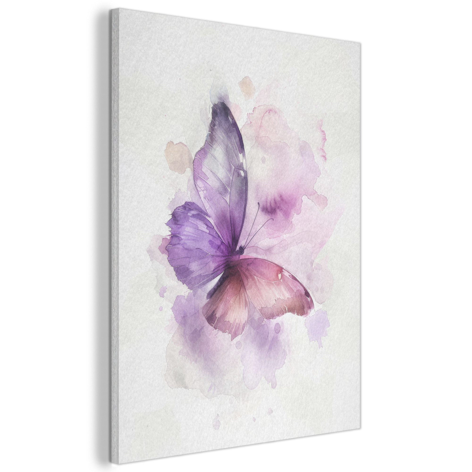 MuchoWow Gemälde Schmetterling - Lila - Pastellfarben, Fotodruck (1 St), Akustikpaneele, Wandpaneele, Schalldämmung, Akustikbilder 30x40 cm