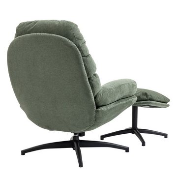 CARO-Möbel Relaxsessel, Relaxsessel mit Hocker Polstersessel Wohnzimmer Metall Stoff Modern