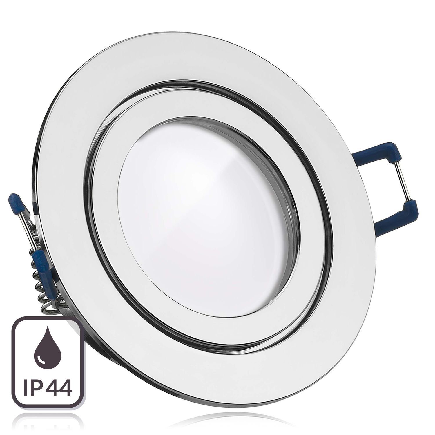 LEDANDO LED LED IP44 Einbaustrahler mit Einbaustrahler extra v chrom flach 5W Leuchtmittel Set in