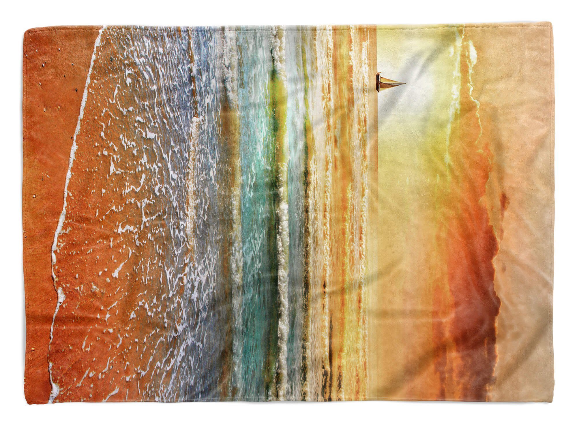 Malerisch Kuscheldecke Seg, Handtuch Baumwolle-Polyester-Mix Strandhandtuch Saunatuch Handtücher Handtuch Fotomotiv Art (1-St), Sinus Meer mit