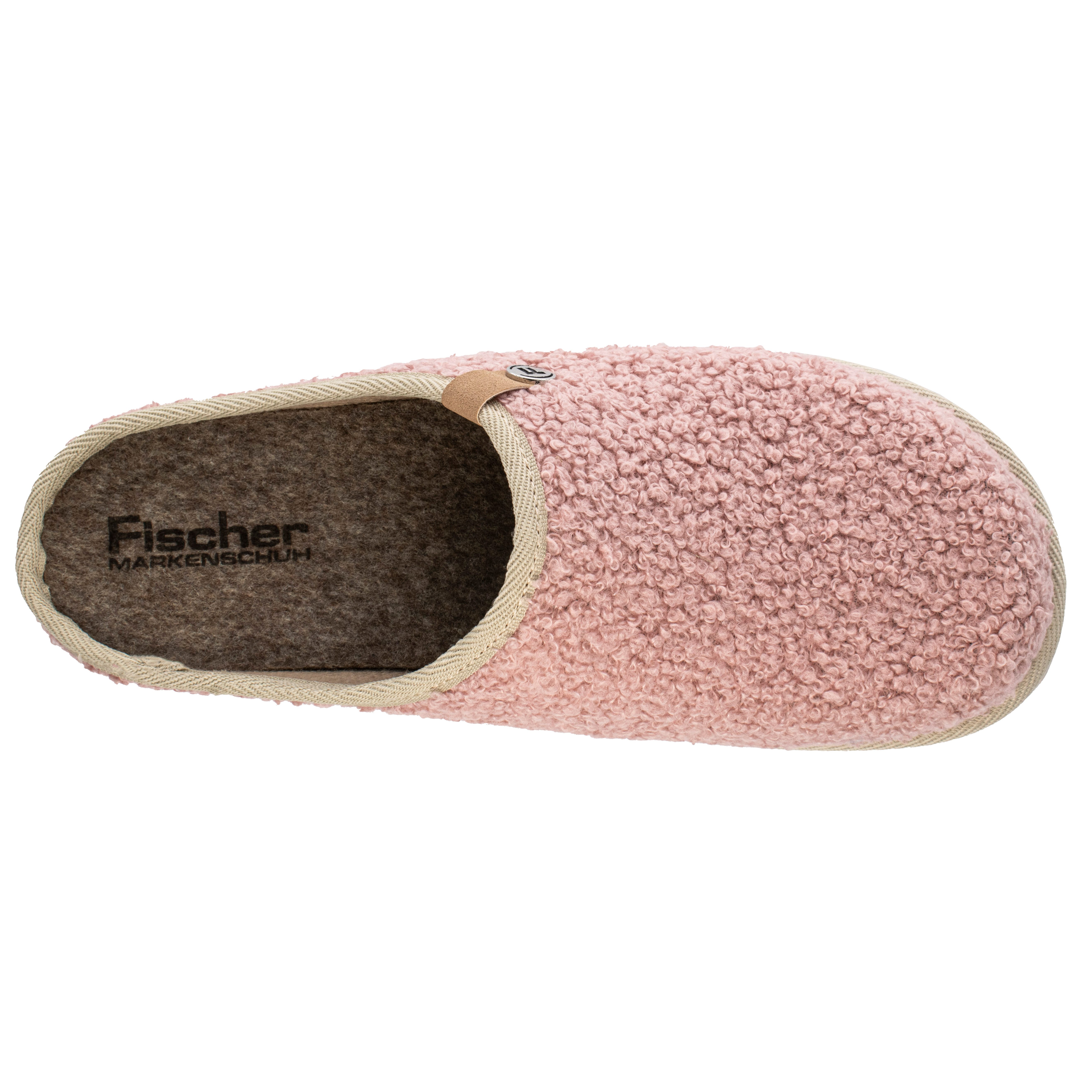 Fischer-Markenschuh Katrin Pantoffel aus trendigem Plüsch, mit herausnehmbarer Einlegesohle aus Filz