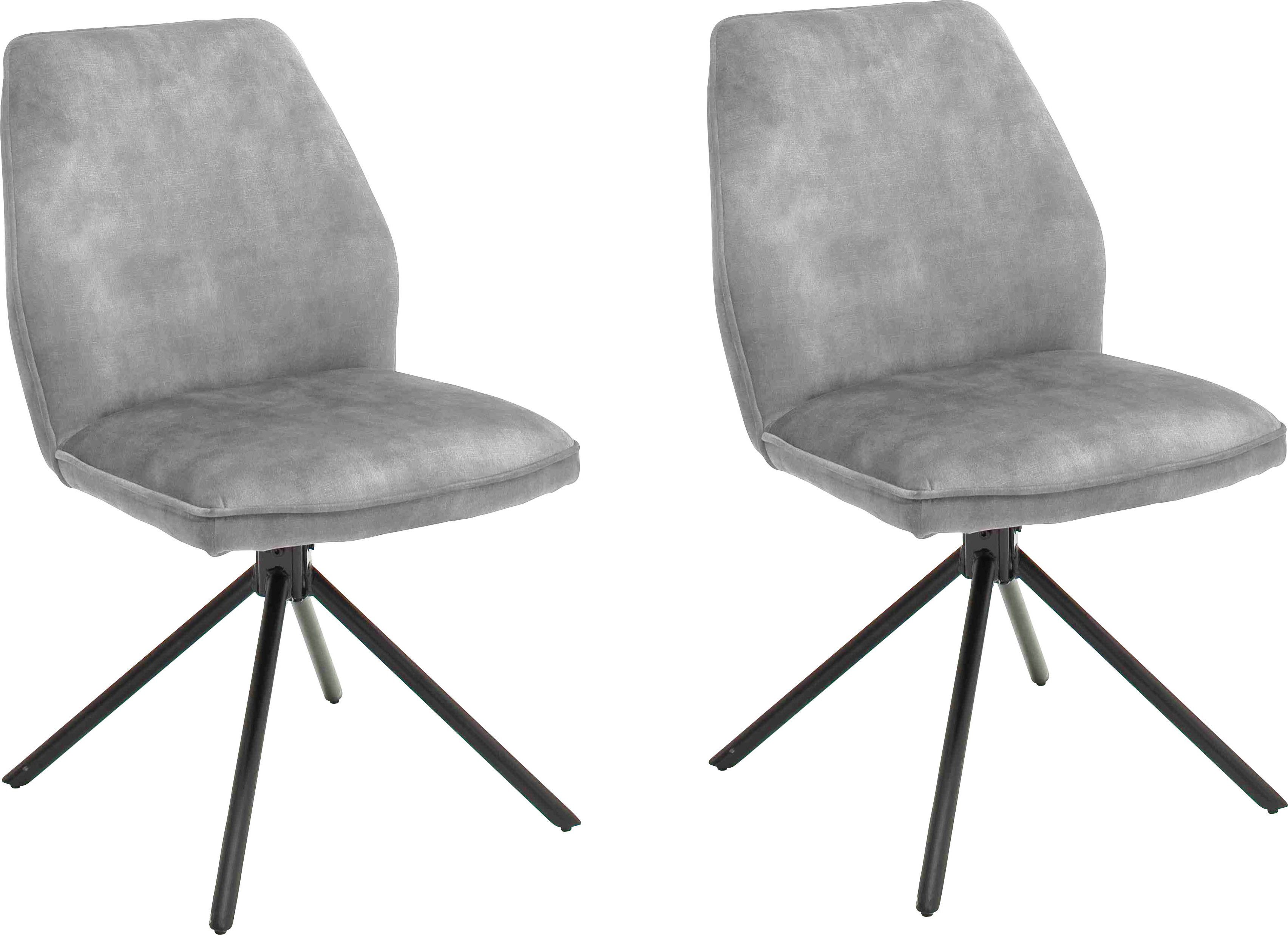 MCA furniture Esszimmerstuhl Ottawa (Set, 2 St), Vintage Veloursoptik mit Keder, Stuhl belastbar bis 120 Kg Grau | Grau | Stühle