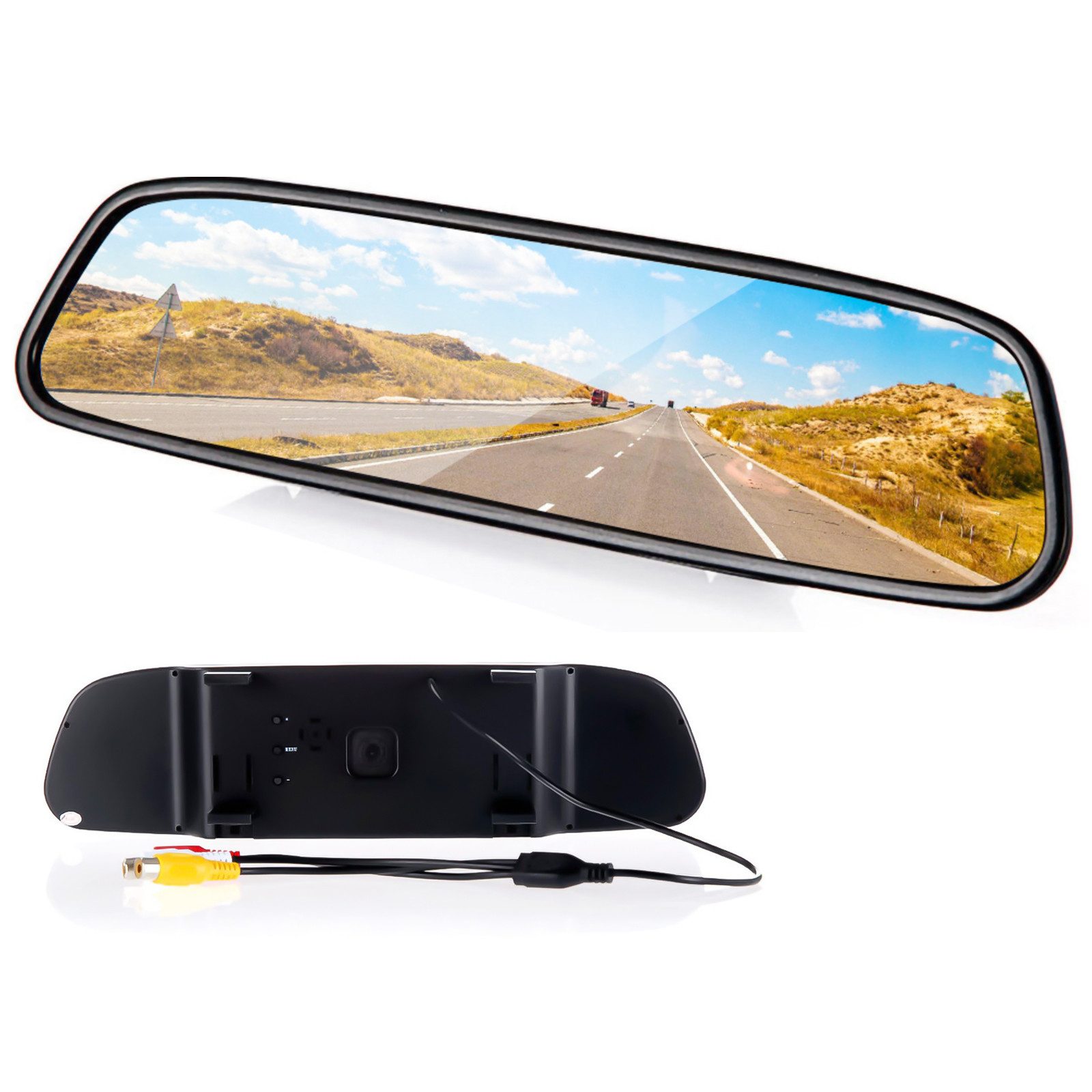 Hikity 4,3 Zoll Auto Rückspiegel Monitor Parken Farbe Parken Unterstützung Rückfahrkamera (Anzeige 2 Videoeingang, TFT LCD Farbe Einparkhilfe)