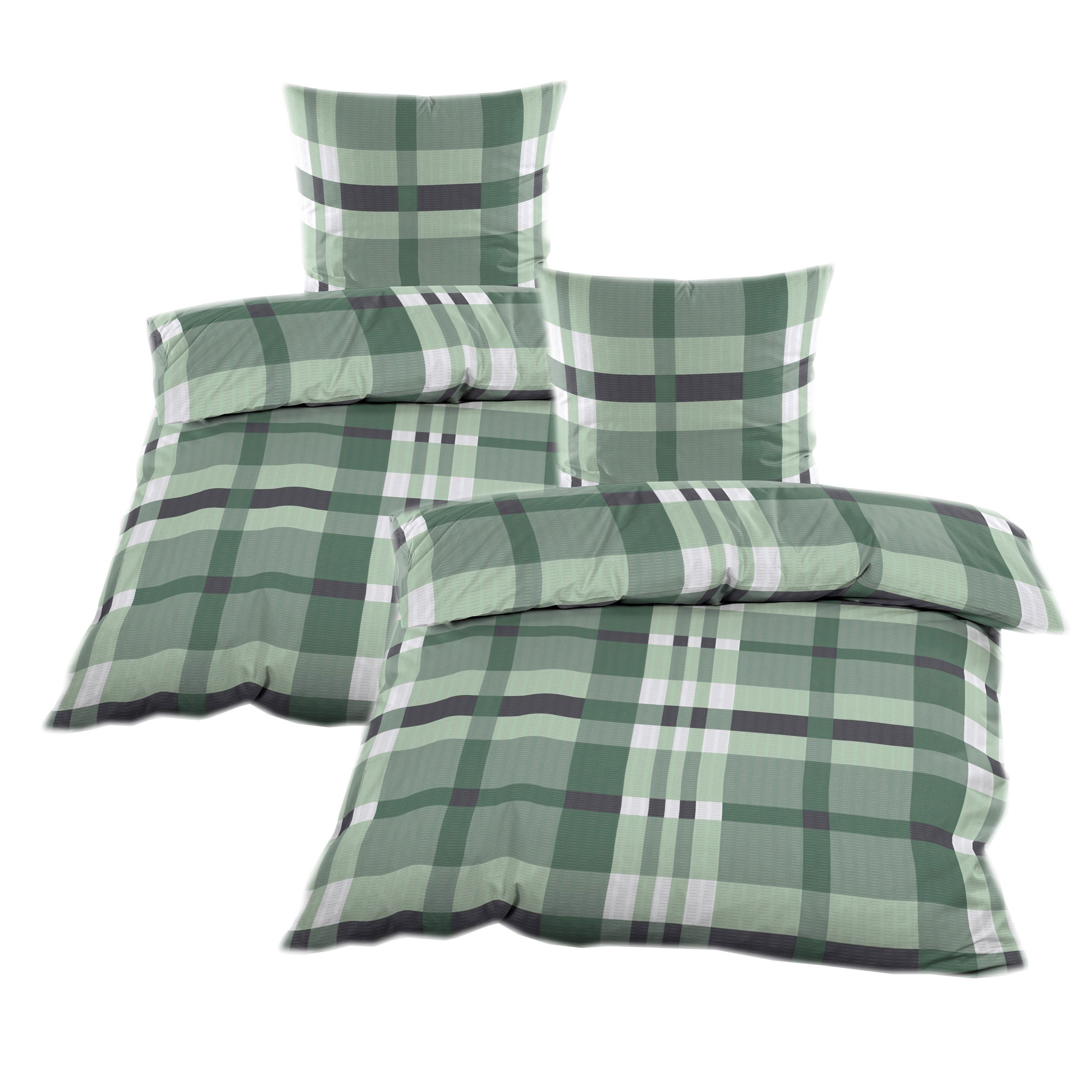 Casa Colori Bettwäsche Seersucker Bettwäsche 135x200 Reißverschluss Grün Gr günstig online kaufen