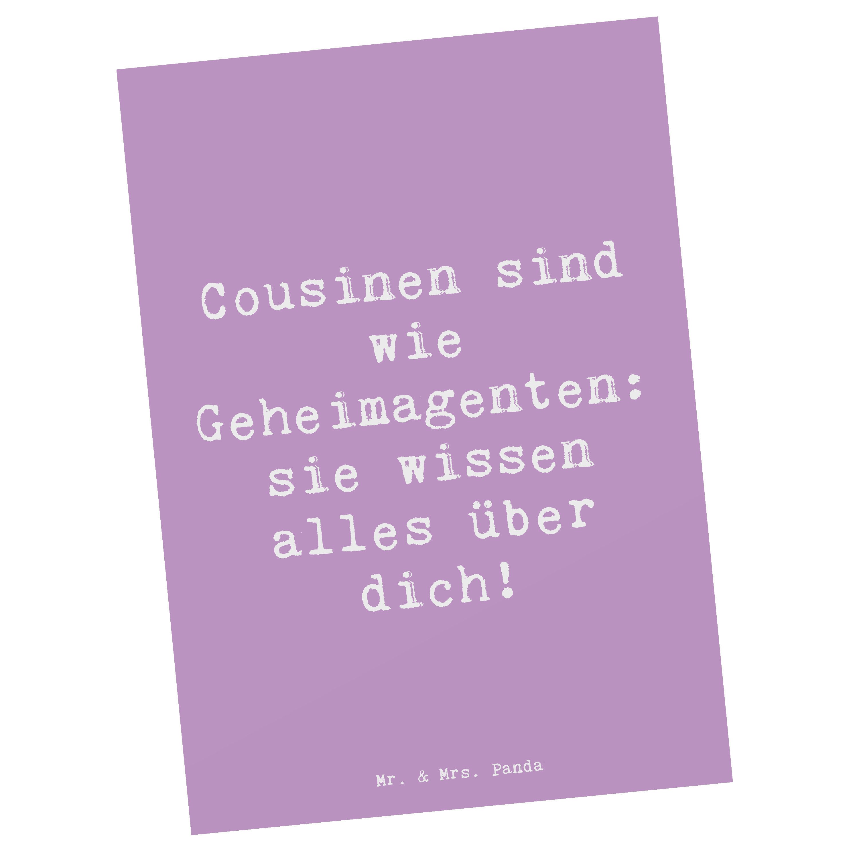 Postkarte Spruch Cousinen Geheimagenten - Lavendeltraum - Geschenk, Vertraute