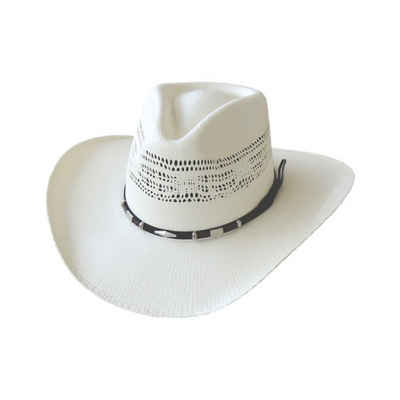 Westernlifestyle Cowboyhut Dallas Hats Strohhut PHI 2 Creme weiß mit Lederhutband