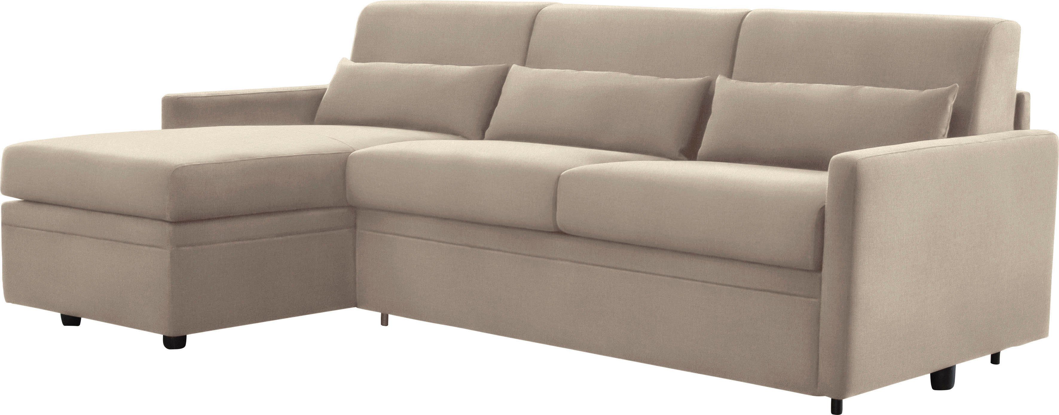 Bettfunktion, Ecksofa Liegefläche Metallgestell, und Avellino, Matratze cm Italia camel 140/208 Nias mit